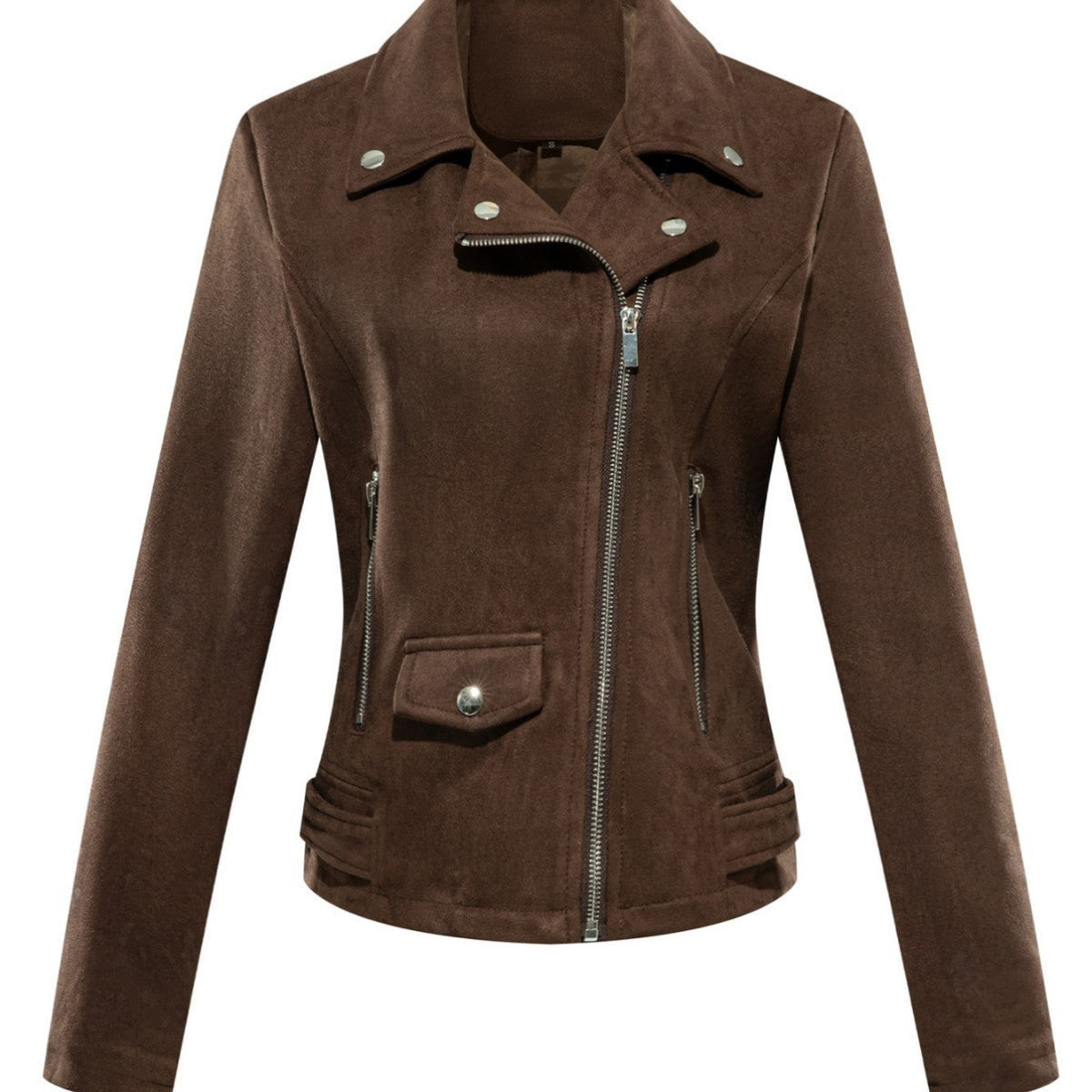 Veste en cuir suédé coupe ajustée pour femme – Veste courte style moto pour trajets quotidiens