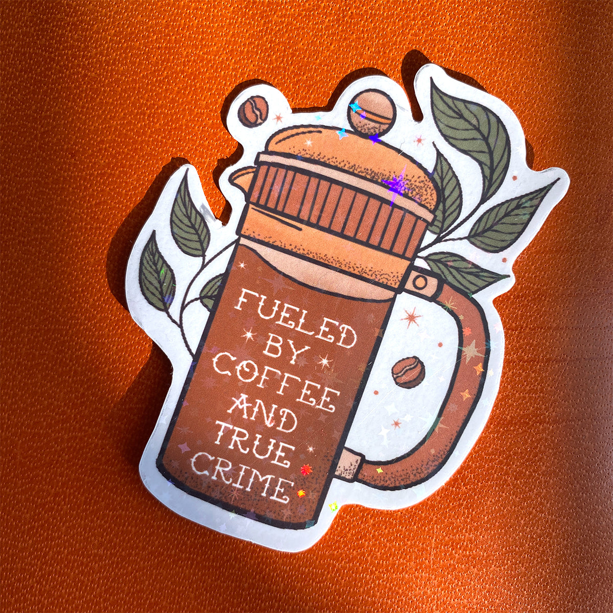 Autocollant Café et Vrais Crimes