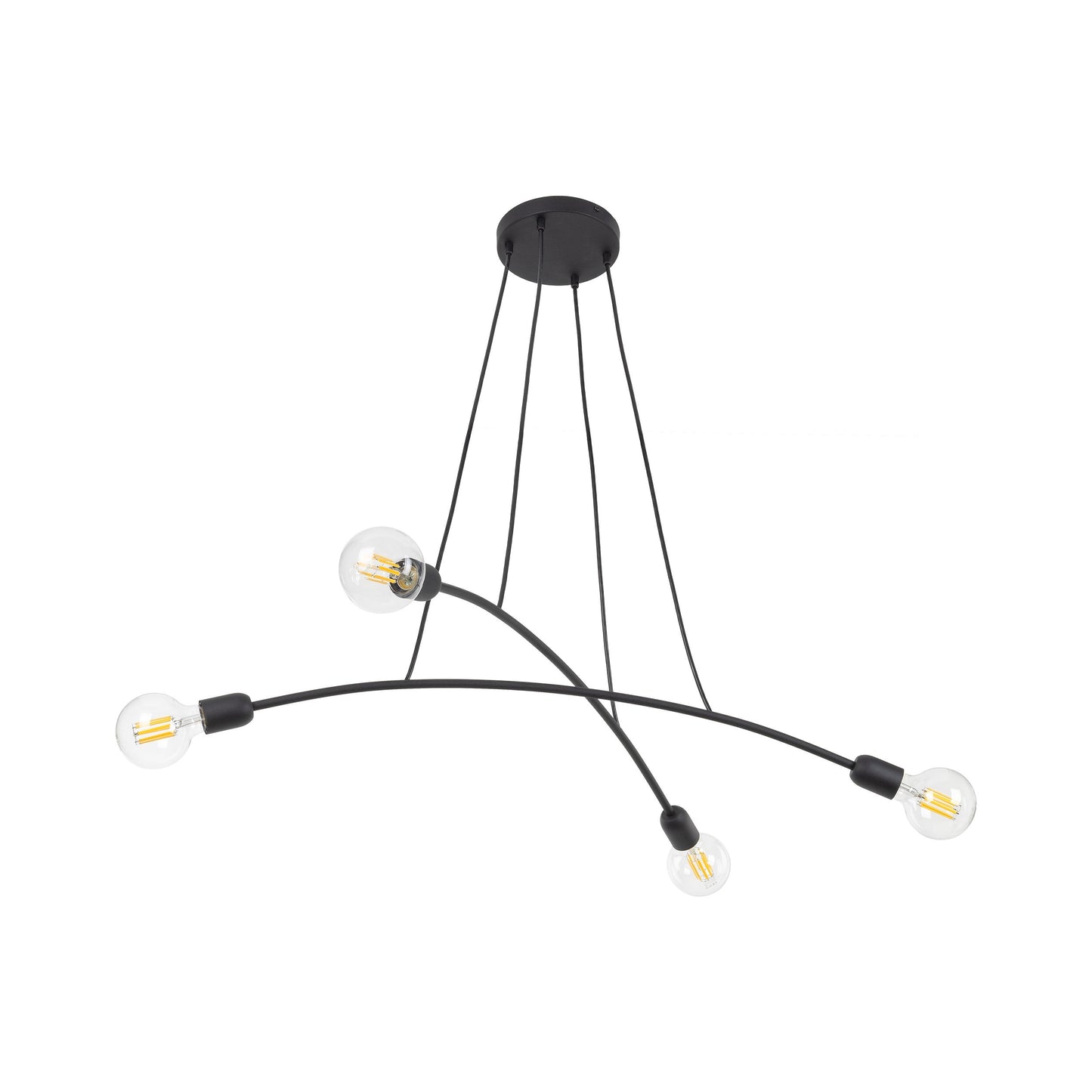 Suspension à 4 lampes HELIX noire minimaliste pour îlot de cuisine et table de salle à manger (Liquidation)