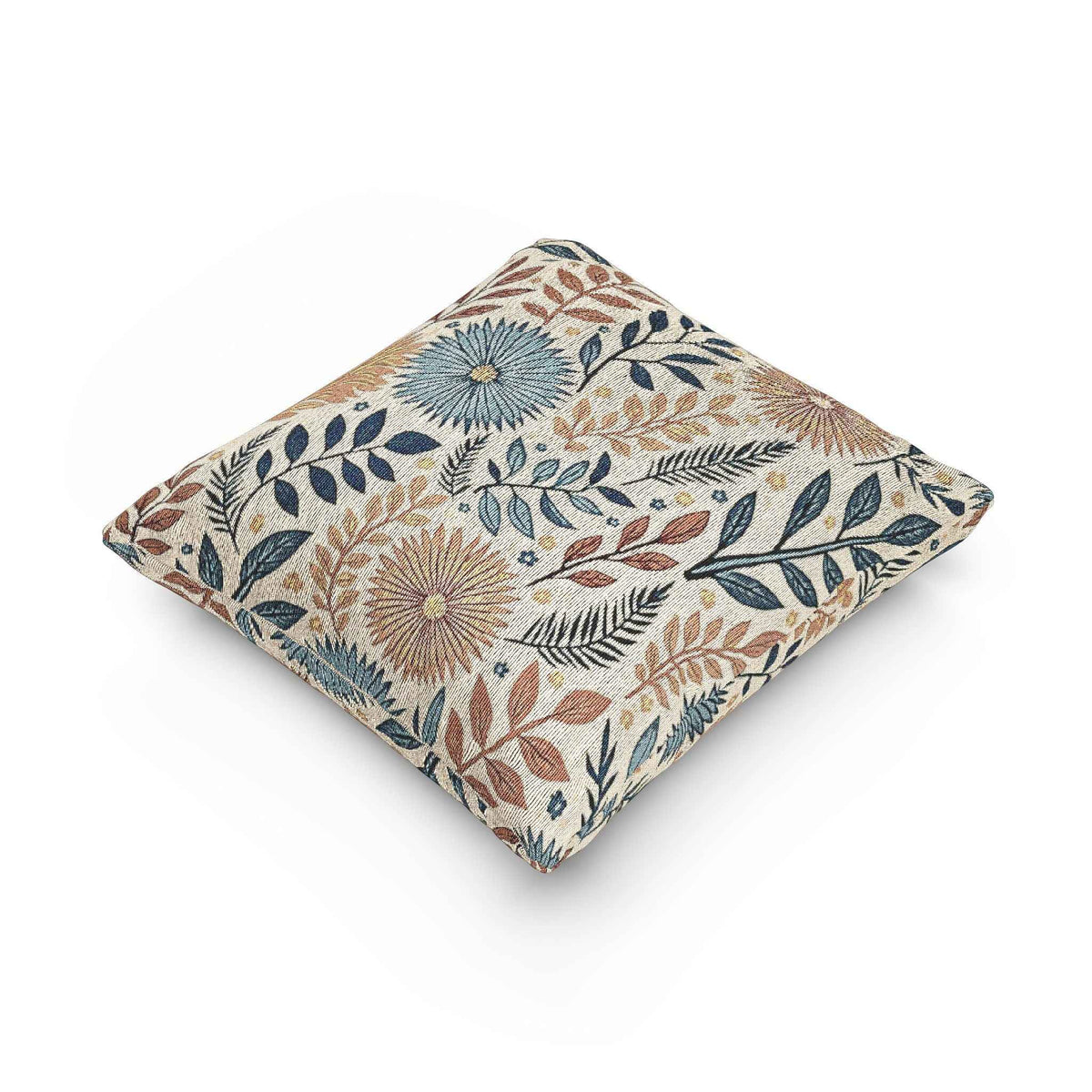 Coussin tissé à motif floral bohème | Coussin décoratif à texture de feuilles et marguerites