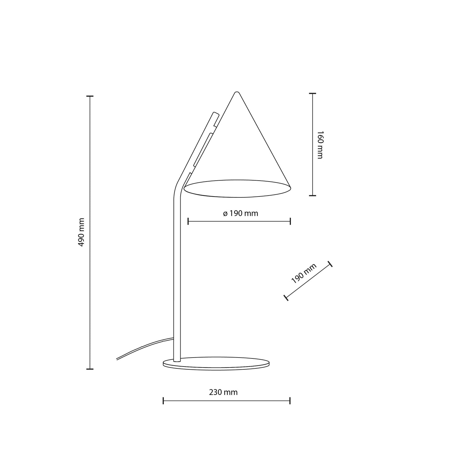 Lampe de table moderne et minimaliste CONO noire pour chambre à coucher et table de chevet