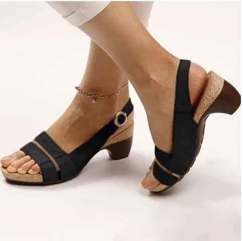 Nouvelles chaussures pour femmes à talon monobloc et semelle épaisse, sandales à plateforme et talon épais pour l'été