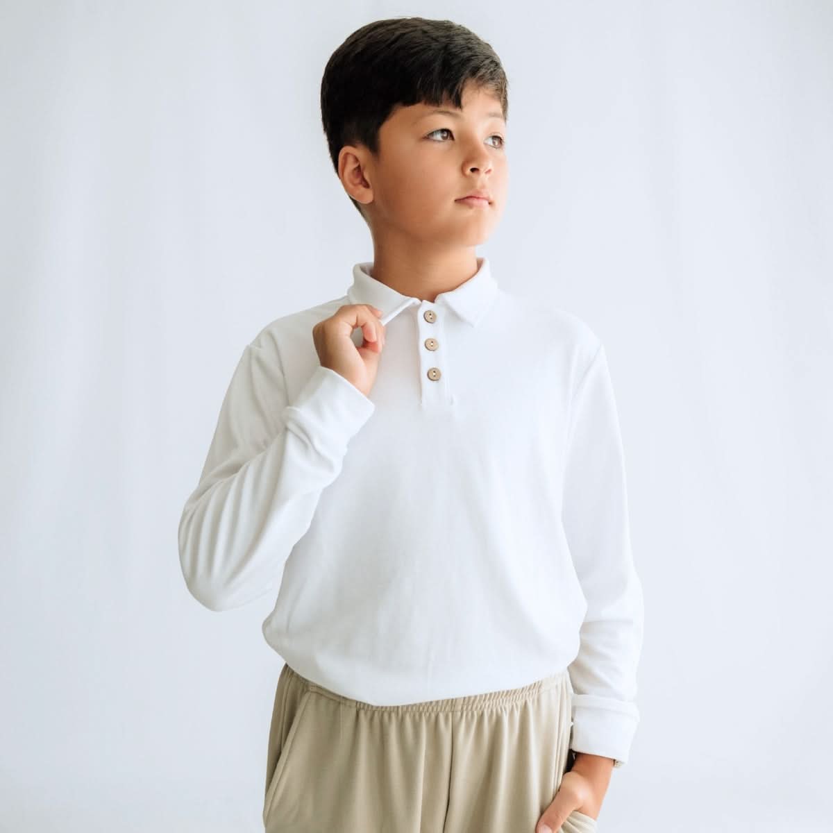 Youth Bamboo Rugby Style Shirt | White