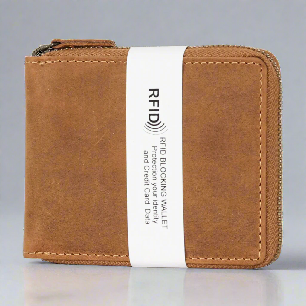 Portefeuille zippé en cuir Hunter MET