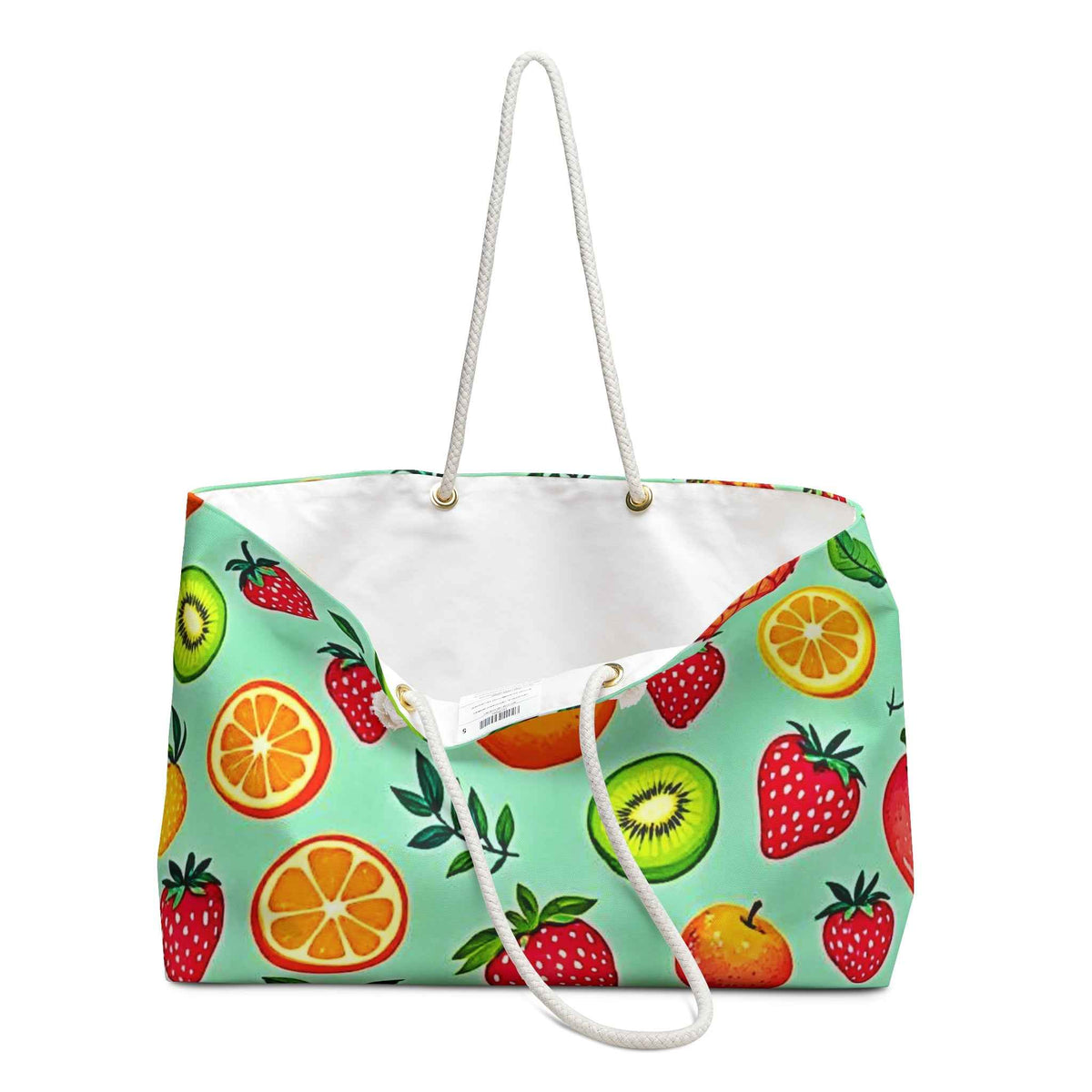 Sac de voyage motif fruits tropicaux | Sac de plage agrumes fraise kiwi | Grand cabas