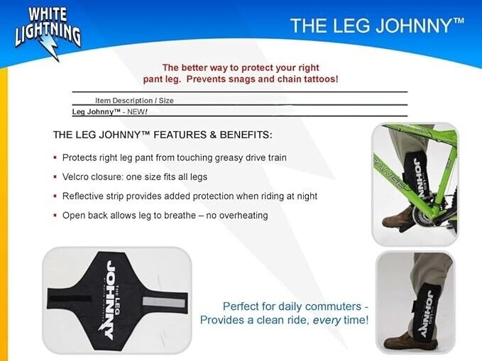 Protection pour jambe de cycliste White Lightning Leg Johnny, taille unique