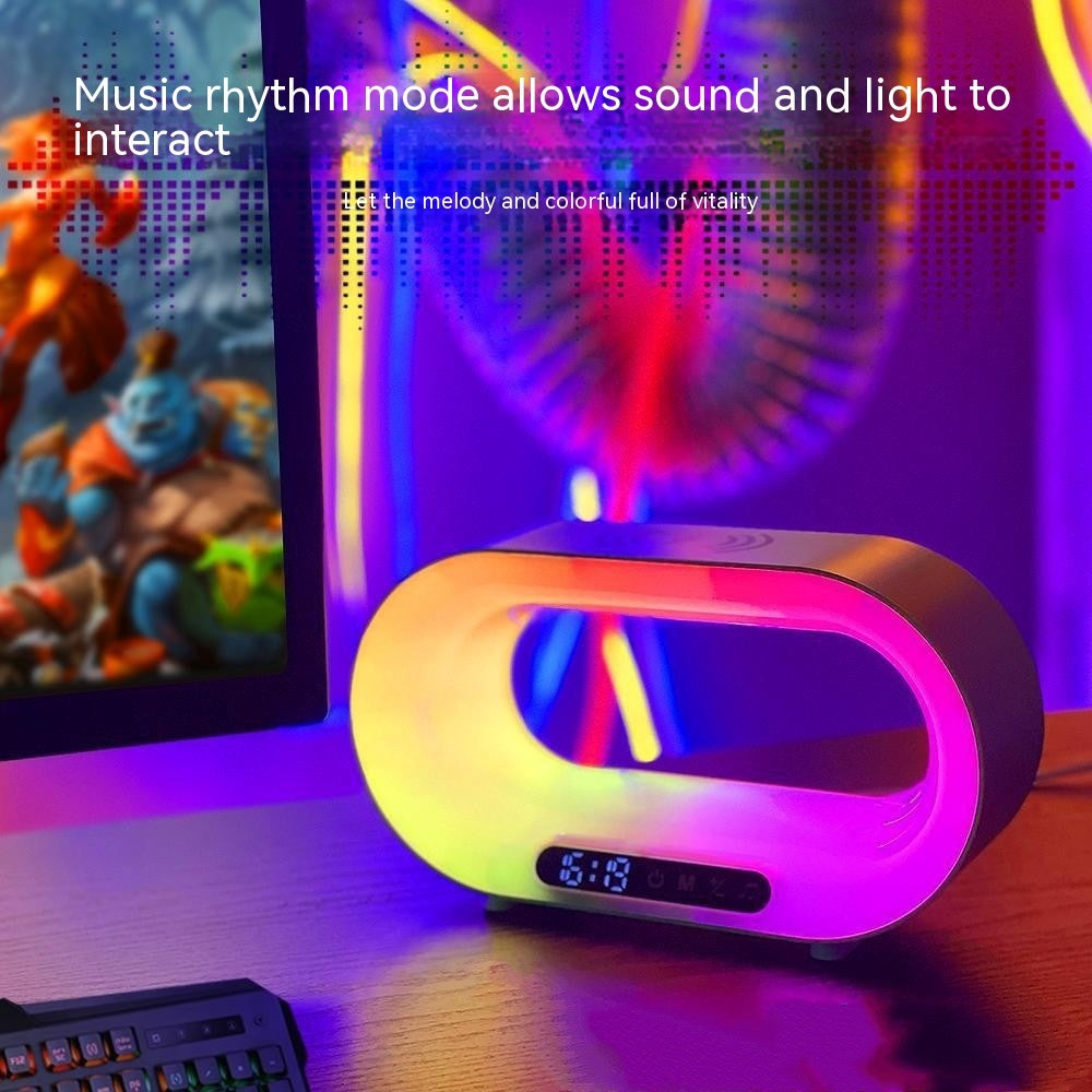 Lampe de bureau LED multifonction 3 en 1, veilleuse à commande par application, atmosphère RGB, chargeur sans fil intelligent et réveil.