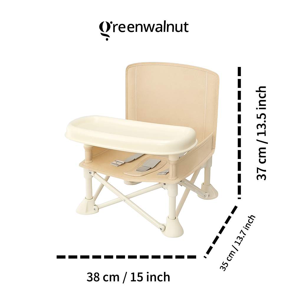 Portable Baby Chair | Camp Chair | Booster Seat With Removable Tray (Beige)