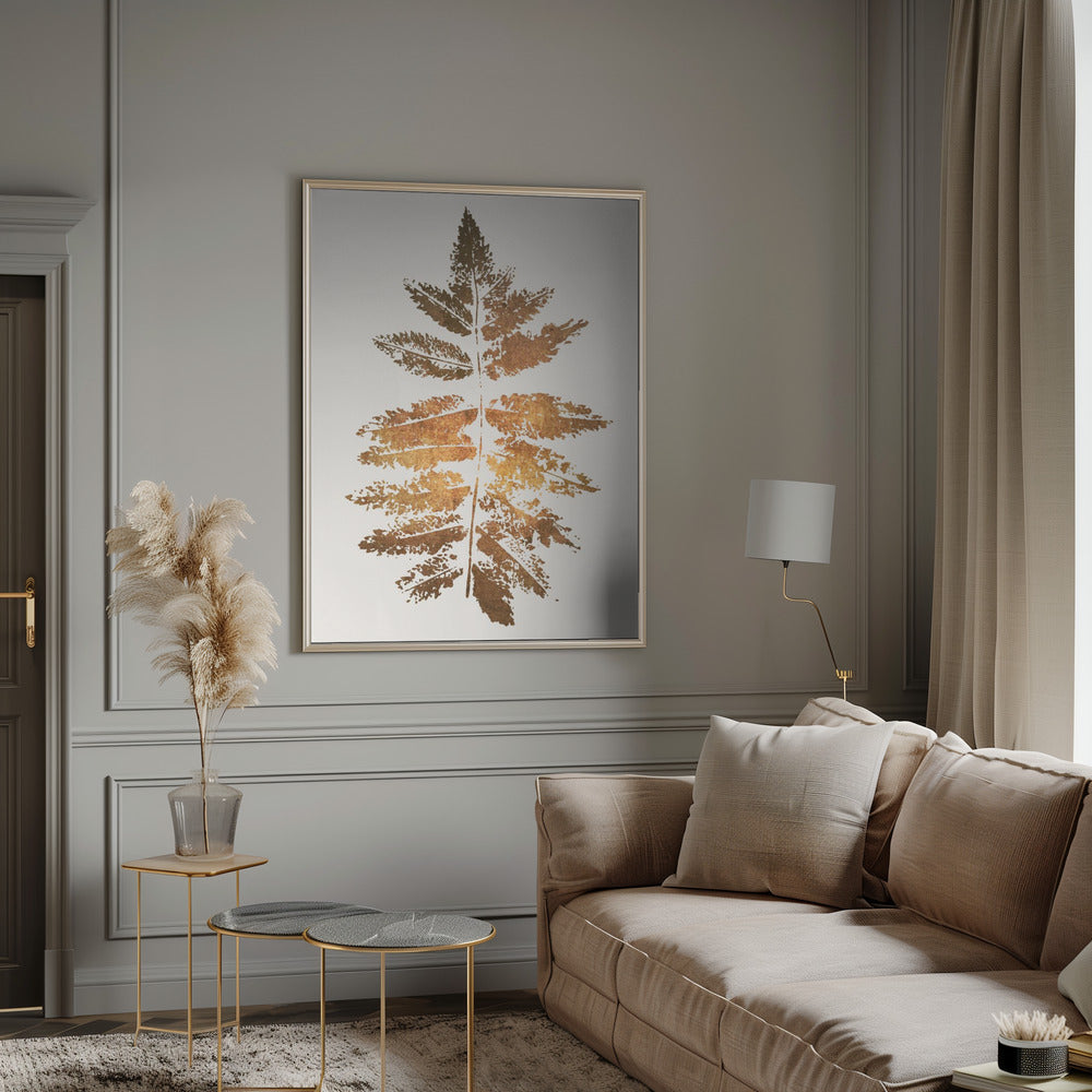 Décoration murale – Impression feuille de chêne (or)