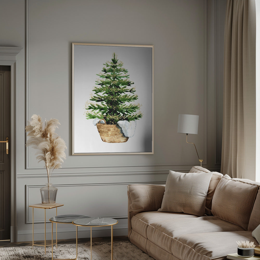 Décoration murale Sapin de Noël cosy aquarelle (2) Impression sur toile