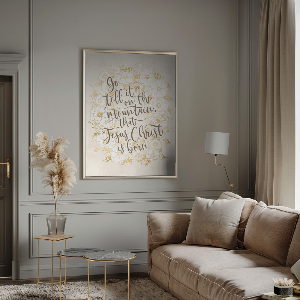 Art mural Annonce-le sur la montagne - impression sur toile vanille vintage