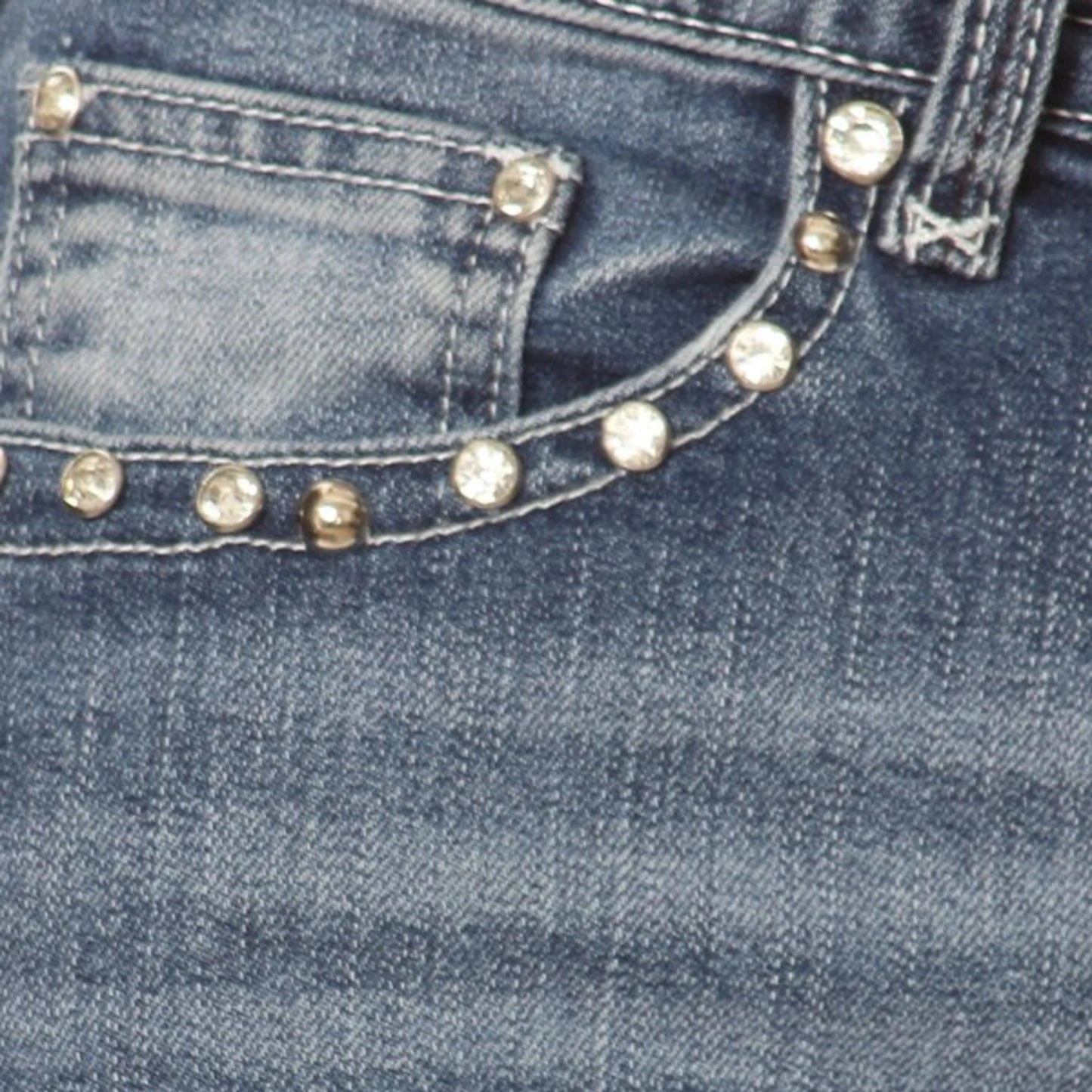Jean bootcut Platinum Plush orné de strass Tête de mort