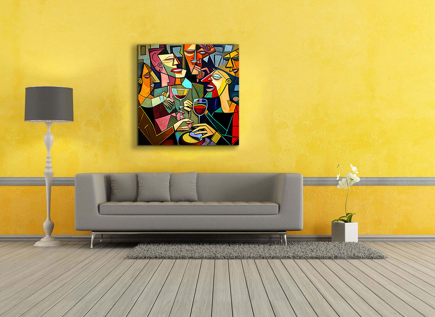 Décoration murale sur toile - Picasso Buvant en groupe - Œuvre imprimée