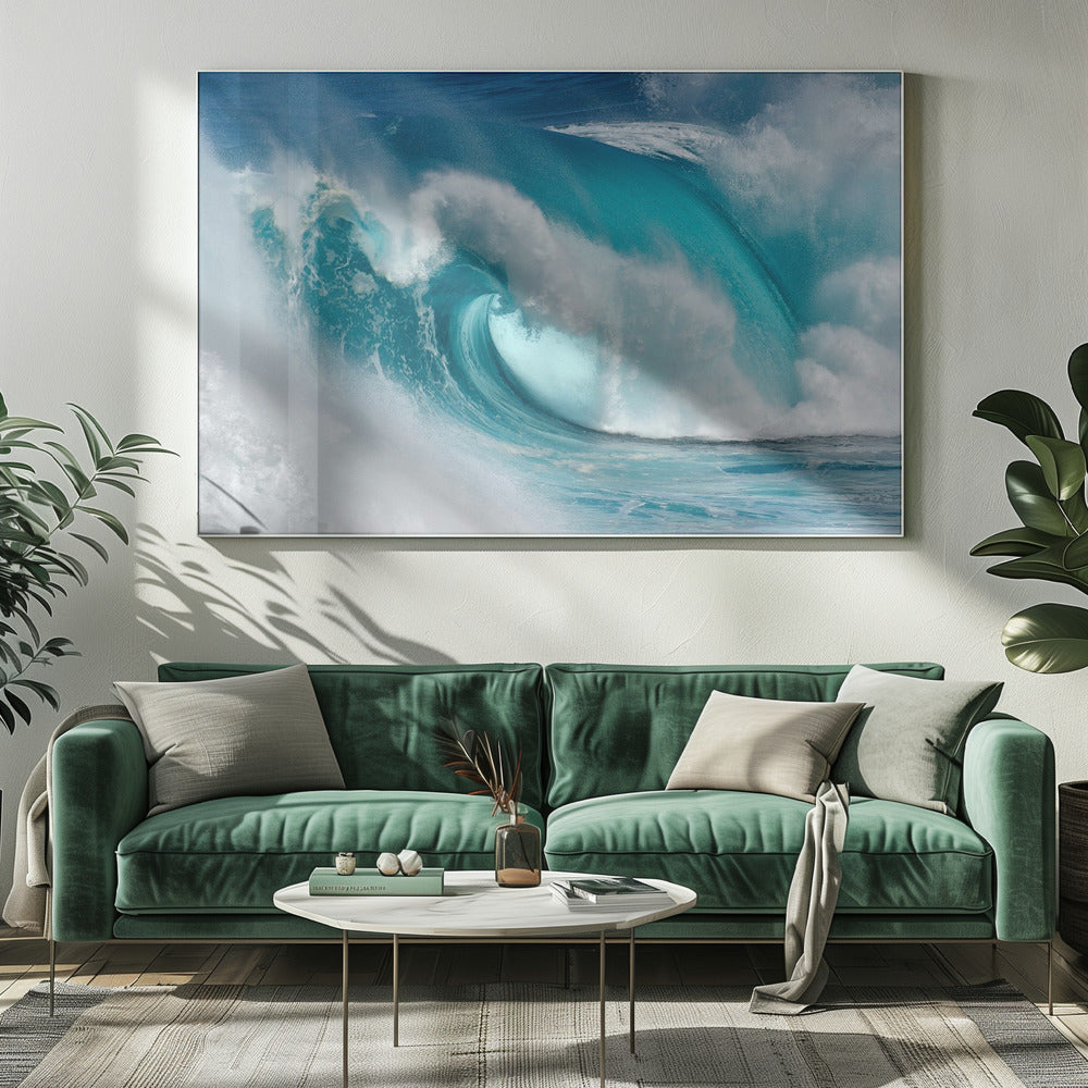 Art mural Quand l'océan devient feu bleu Impression sur toile
