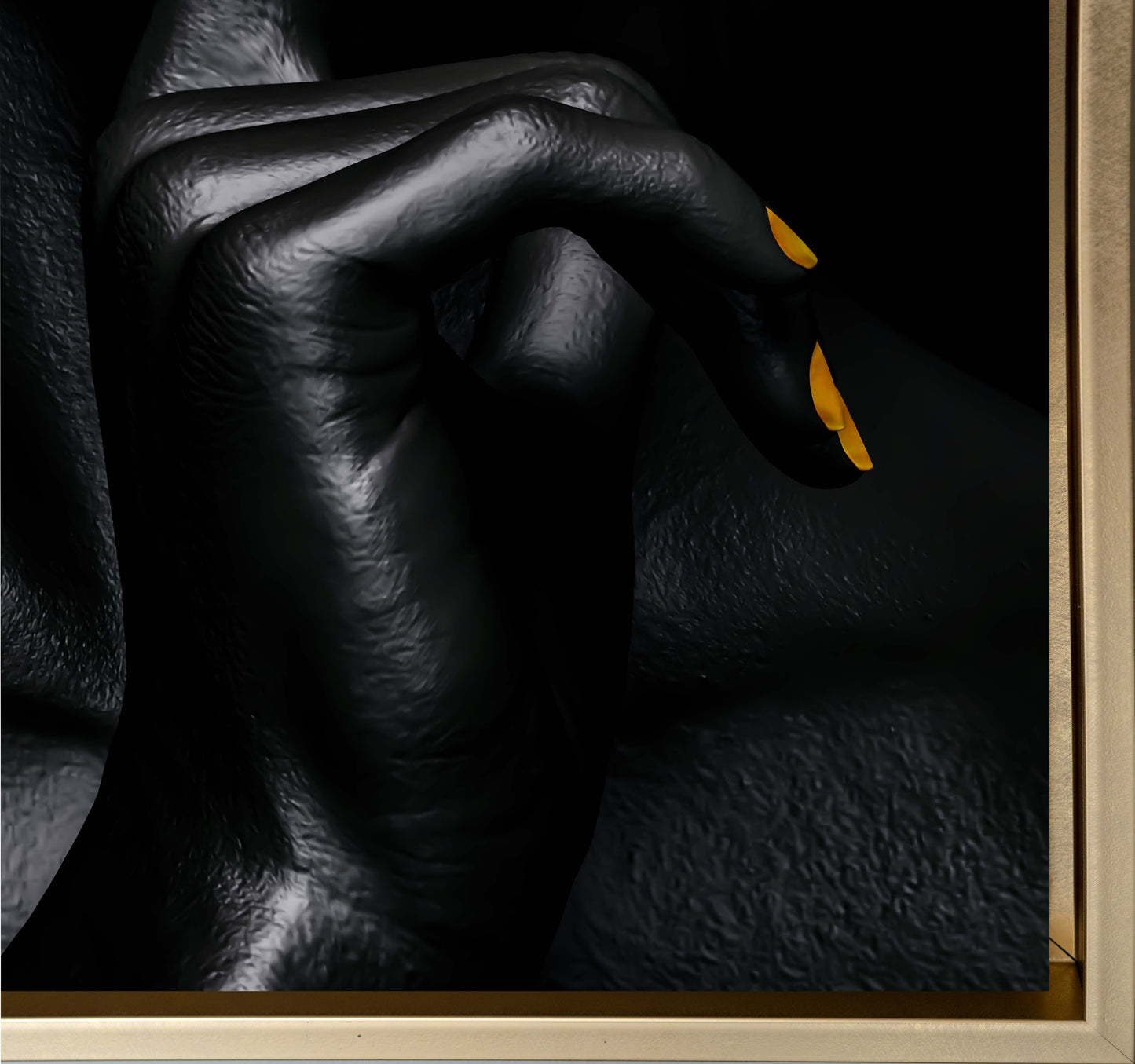 Noir Or-Art mural abstrait doré et noir- Beaux-Arts-
