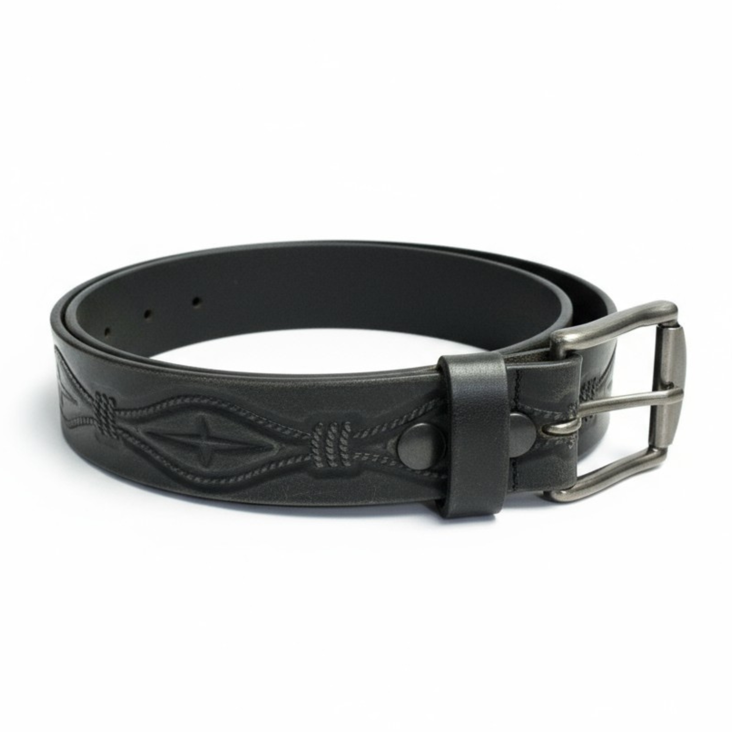 Ceinture de cowboy Ruthless Rustlers | Cuir noir estampillé