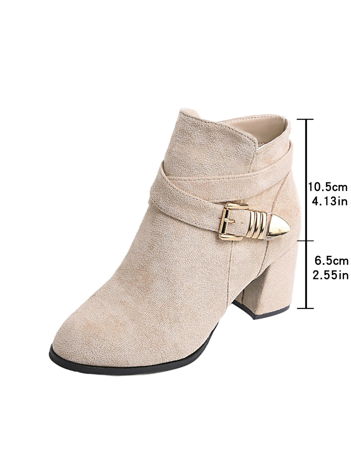 Bottines de combat à talons épais pour femmes – Bottines tendance automne et hiver, couleur unie, grandes tailles