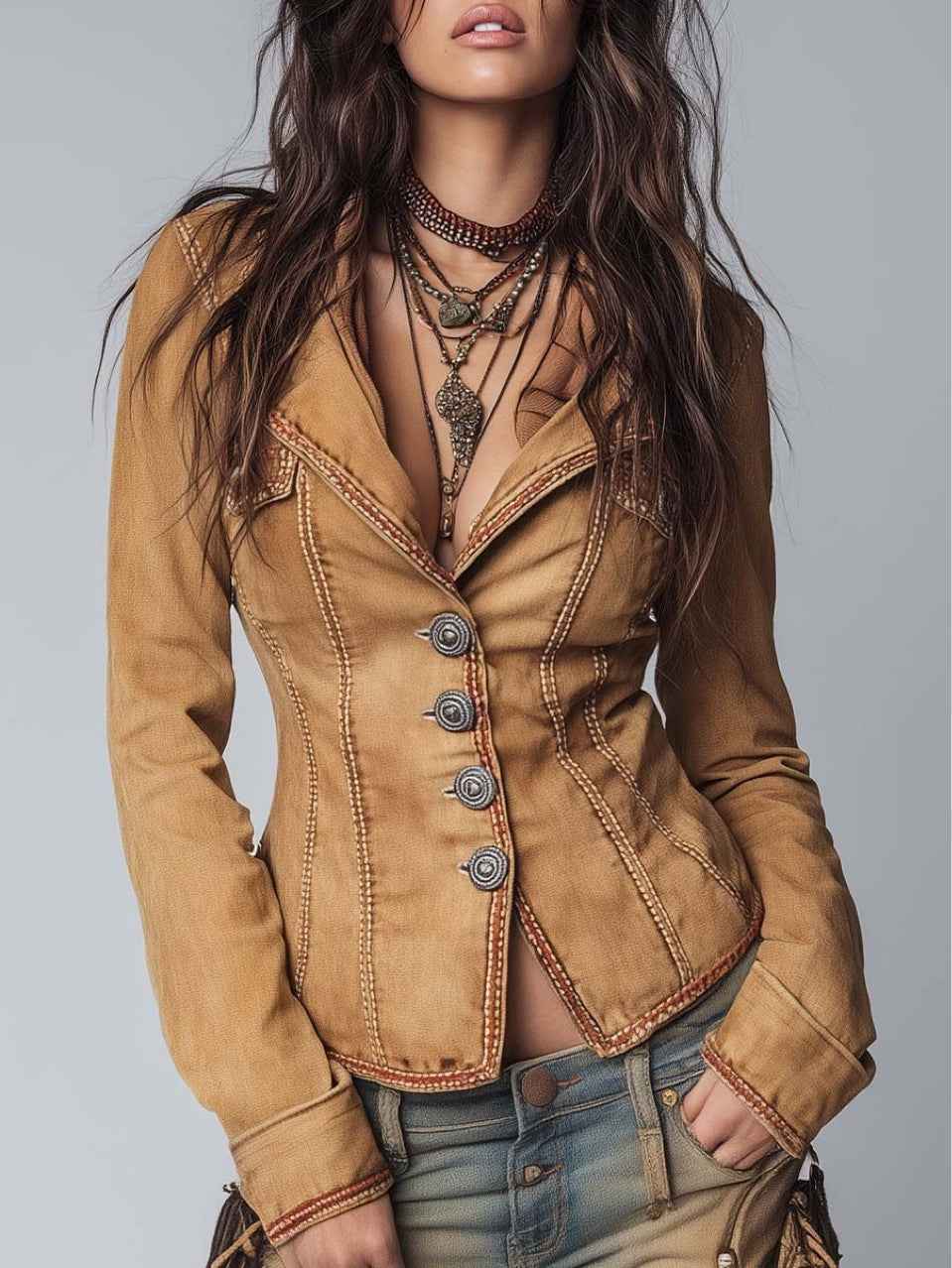 Gilet à lacets et encolure à brides pour femme, coupe ajustée