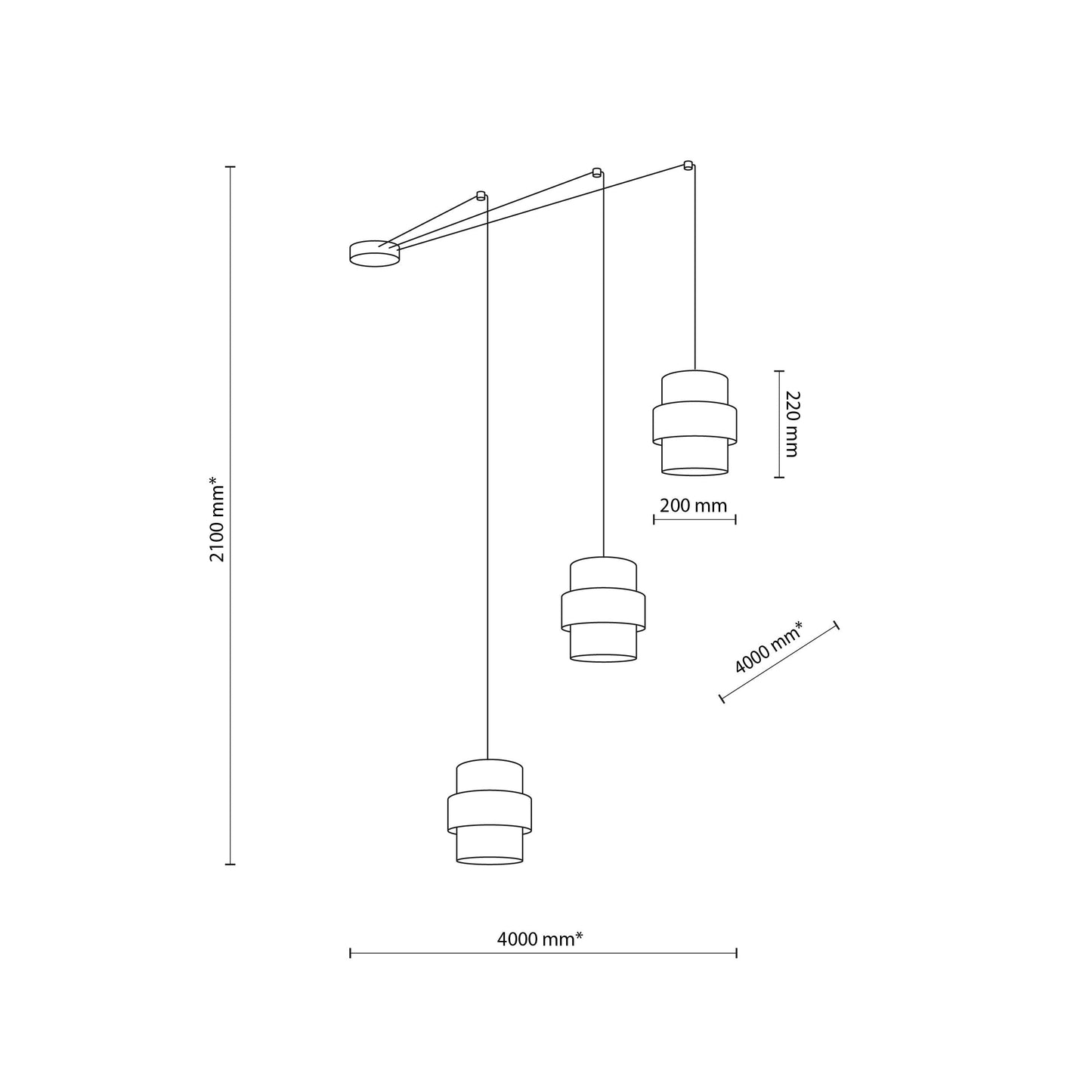 Suspension 3 lumières noire CALISTO pour salle à manger, salon et intérieurs modernes