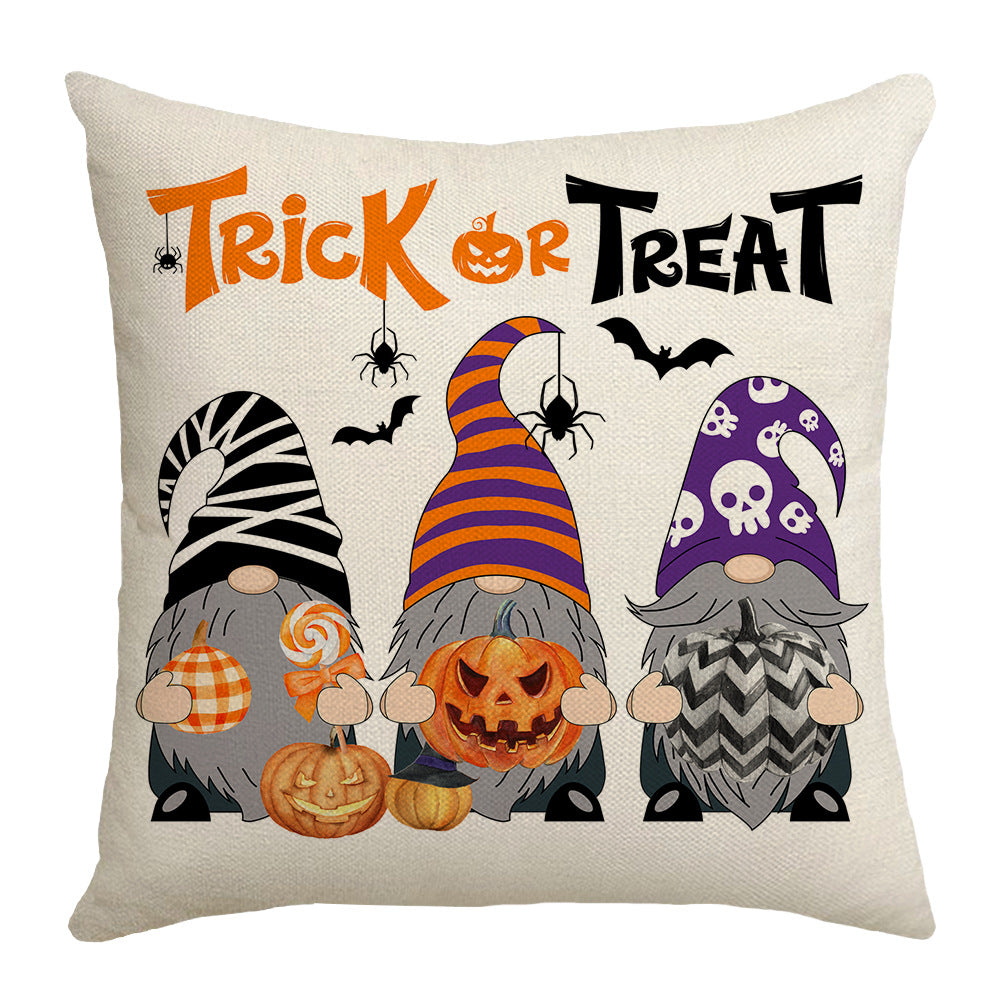 Housse de coussin Halloween voiture dessin animé citrouille – Taie d'oreiller décorative style nordique pour canapé 45×45 cm