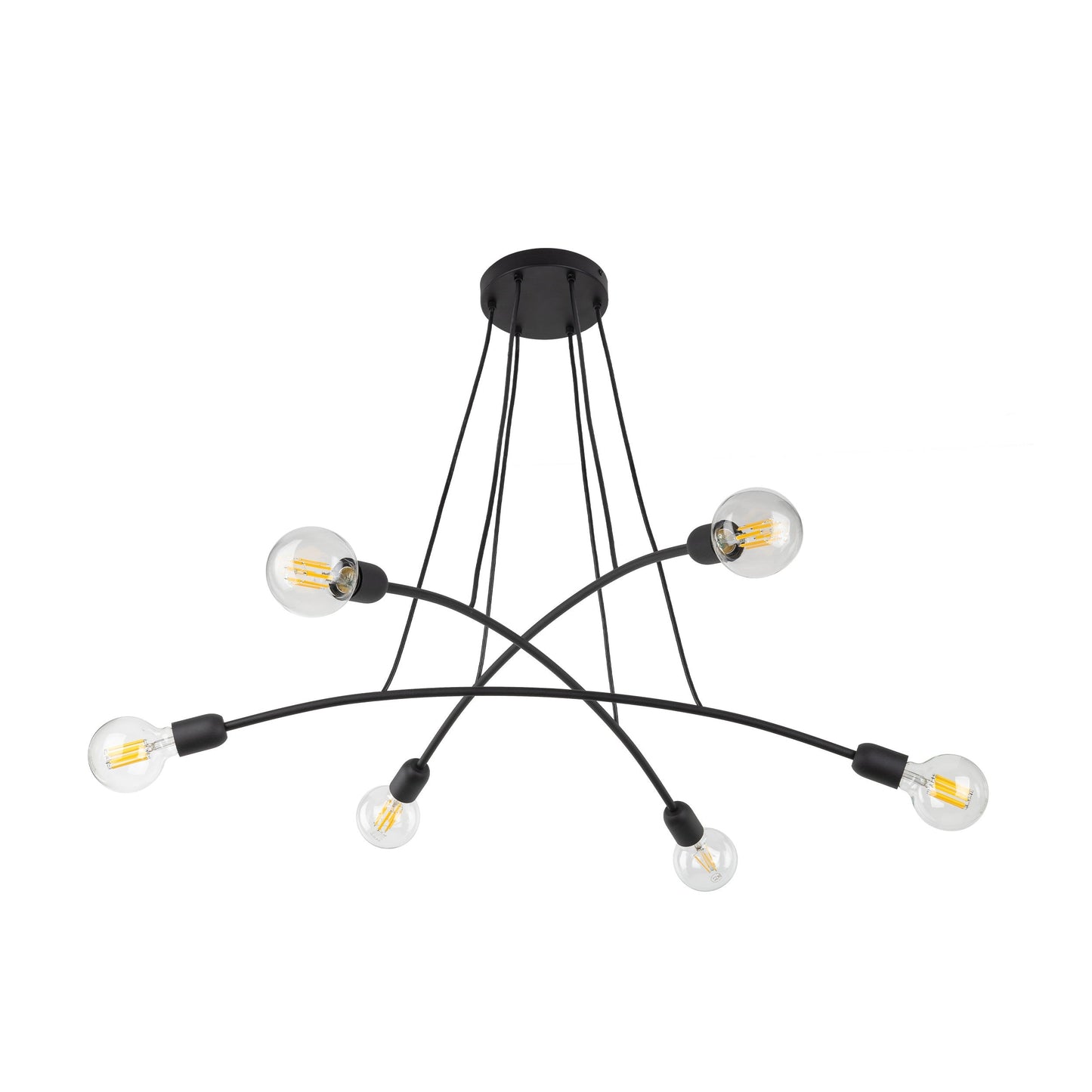 Suspension HELIX noire minimaliste à 6 lumières pour salle à manger et espaces ouverts (Liquidation)