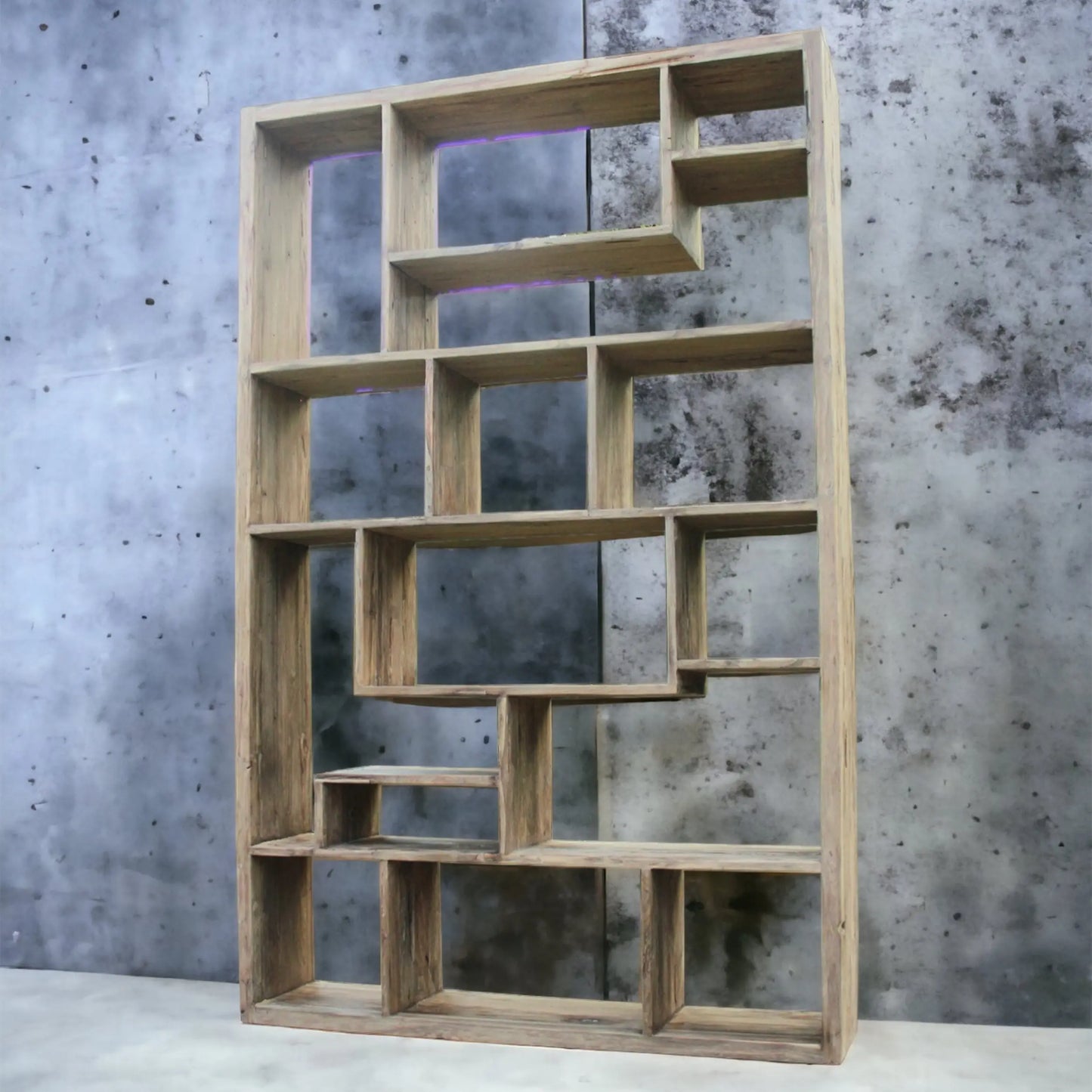 Rustic bookshelf in recycled teak wood