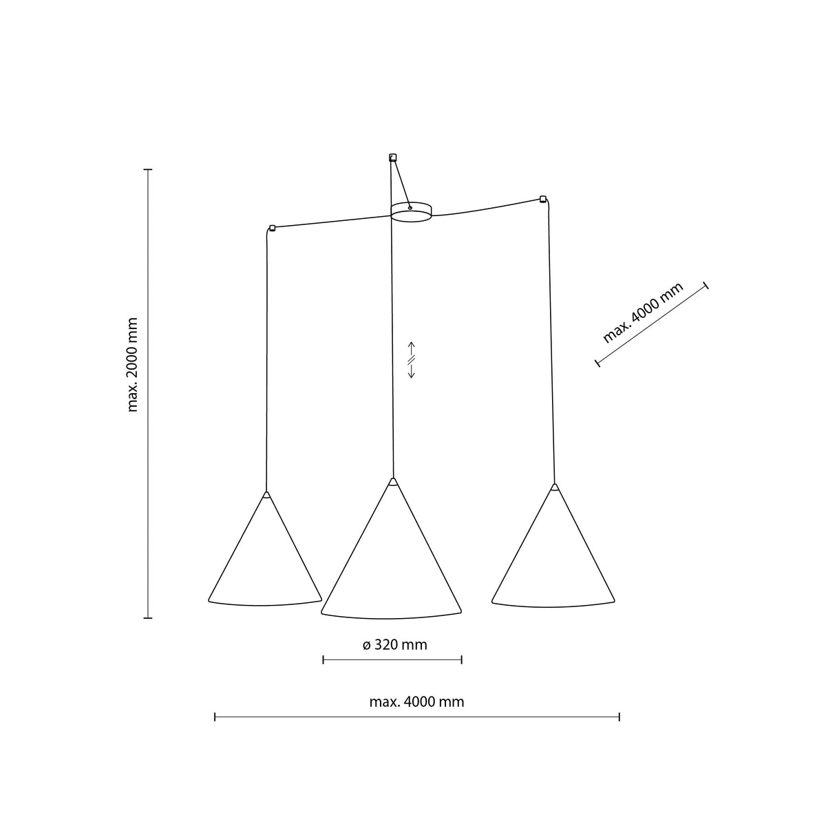 Suspension moderne CONO à 3 lampes pour îlot de cuisine, table de salle à manger et intérieurs contemporains