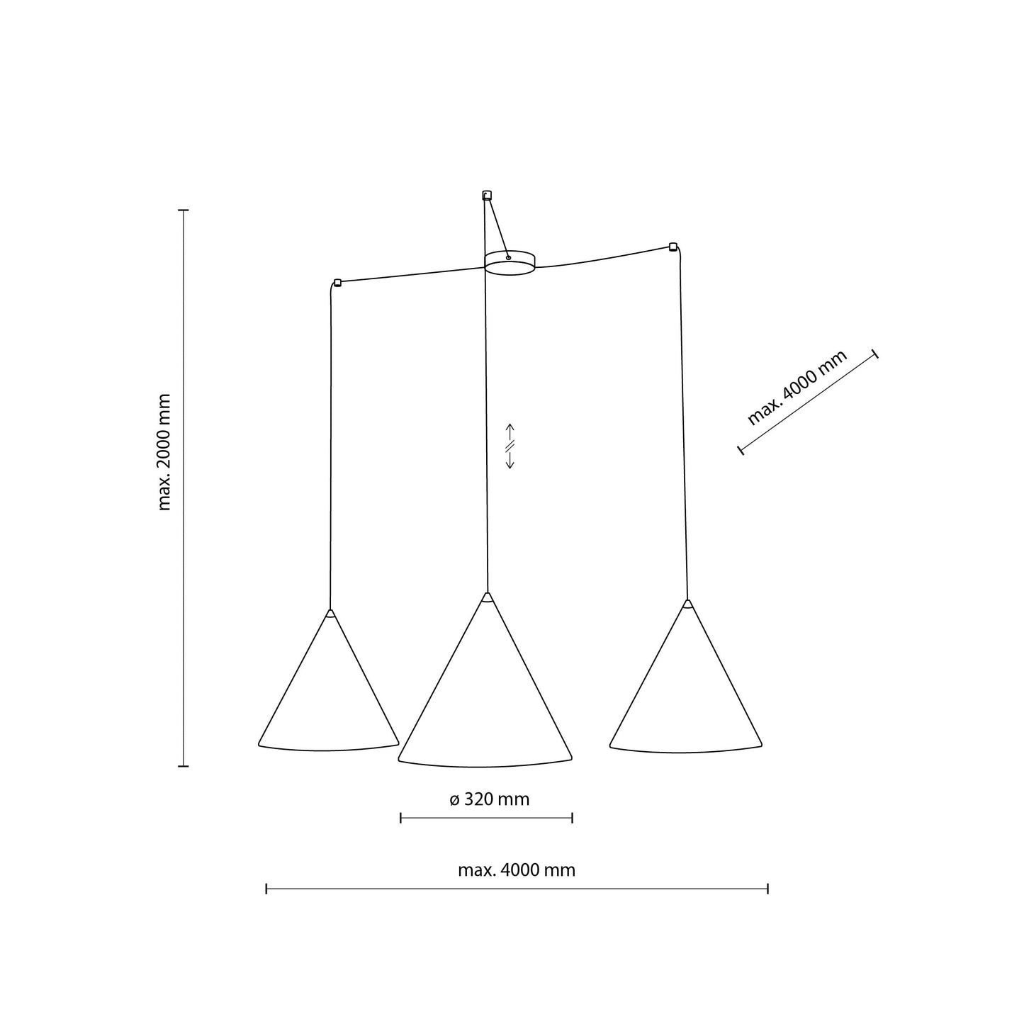 Suspension moderne CONO à 3 lampes pour îlot de cuisine, table de salle à manger et intérieurs contemporains
