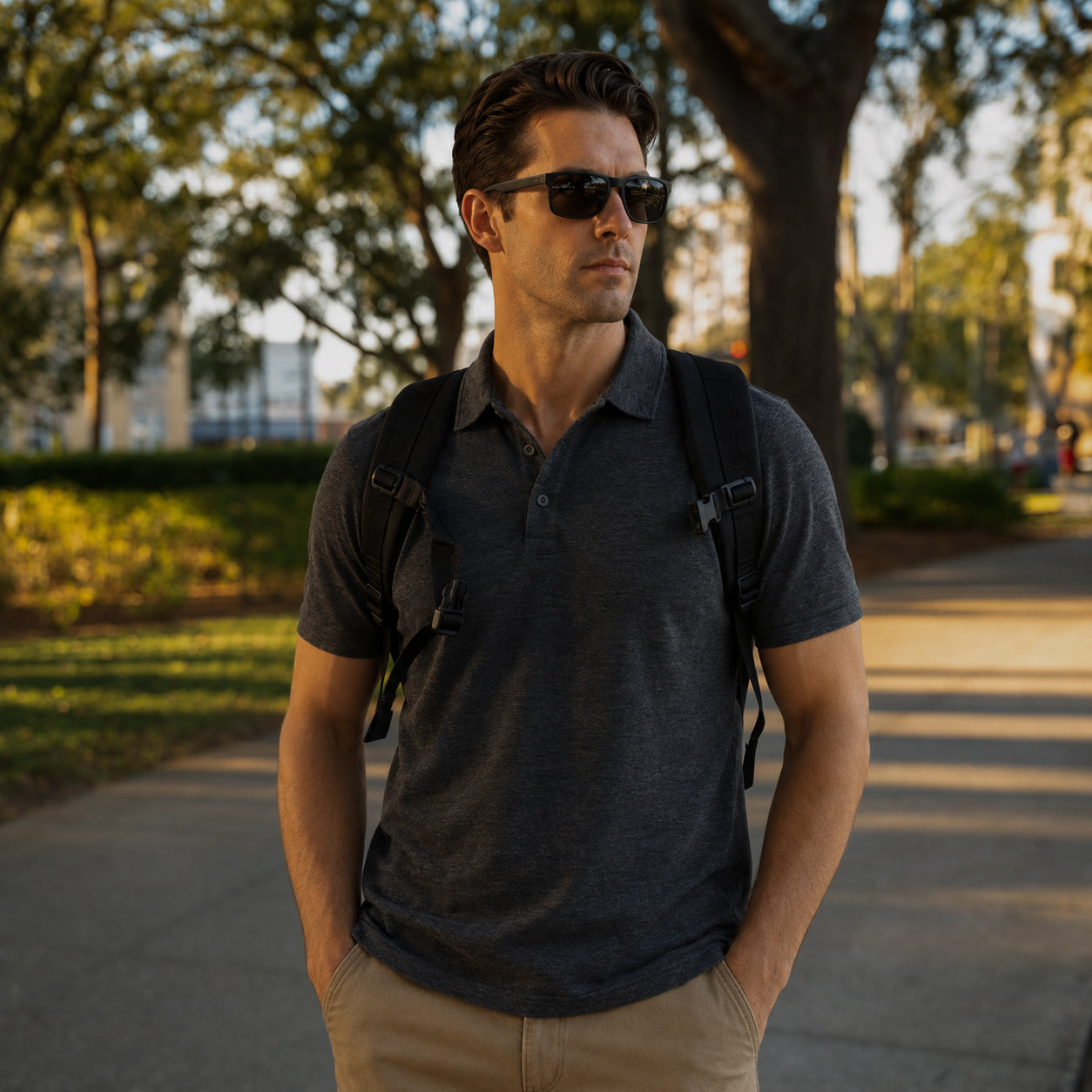 Polo de golf léger en laine mérinos pour homme