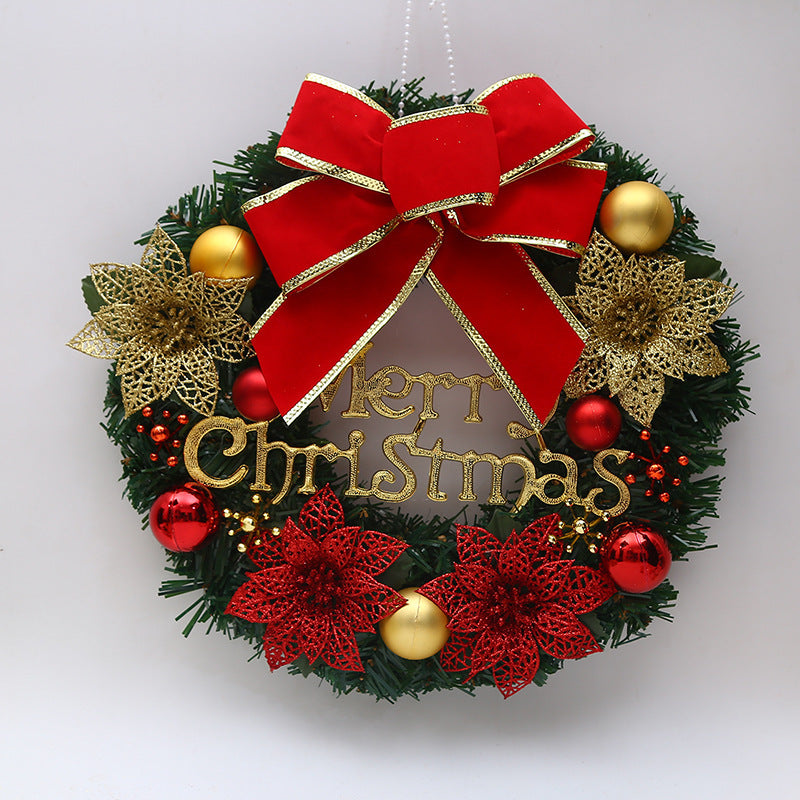 Wooden Christmas Garland Wreath Window Decoration – Red Berry Bowknot Holiday Decor, 30cm