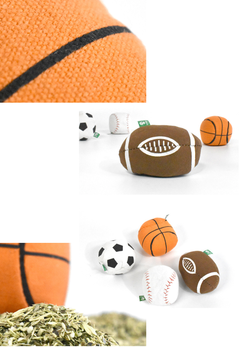 Ensemble de 4 balles de sport 100 % remplies d'actinidia/d'herbe à chat