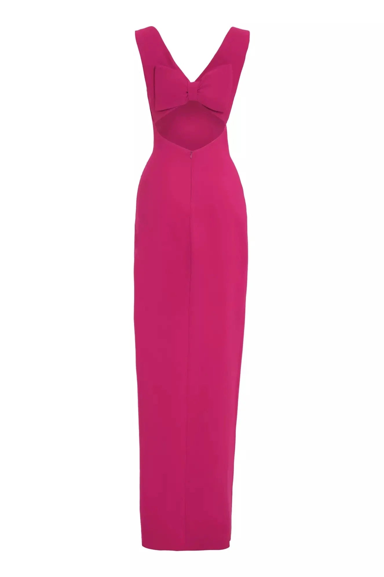 Robe longue sans manches en crêpe fuchsia - Fuchsia