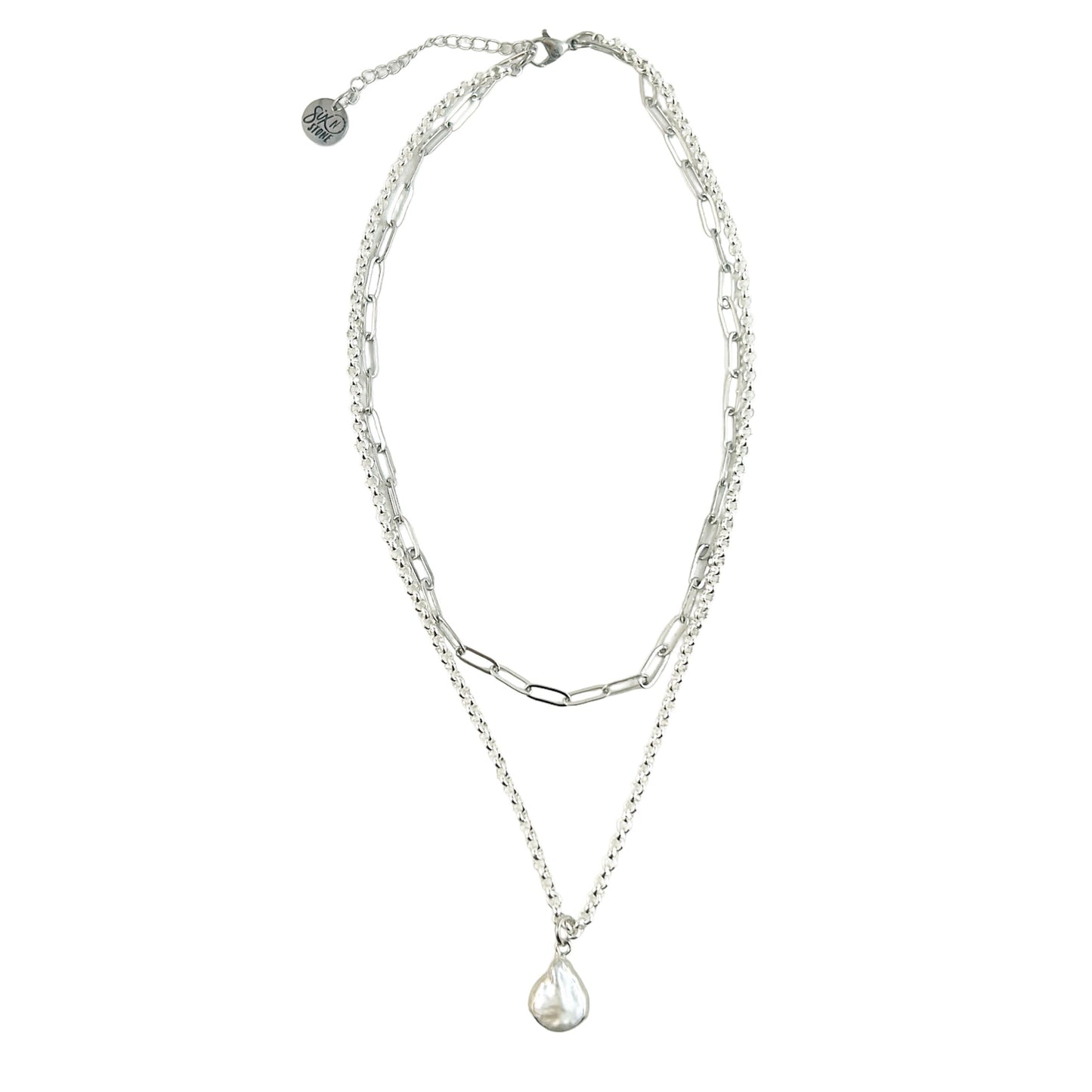 Collier double rang de perles Keshi