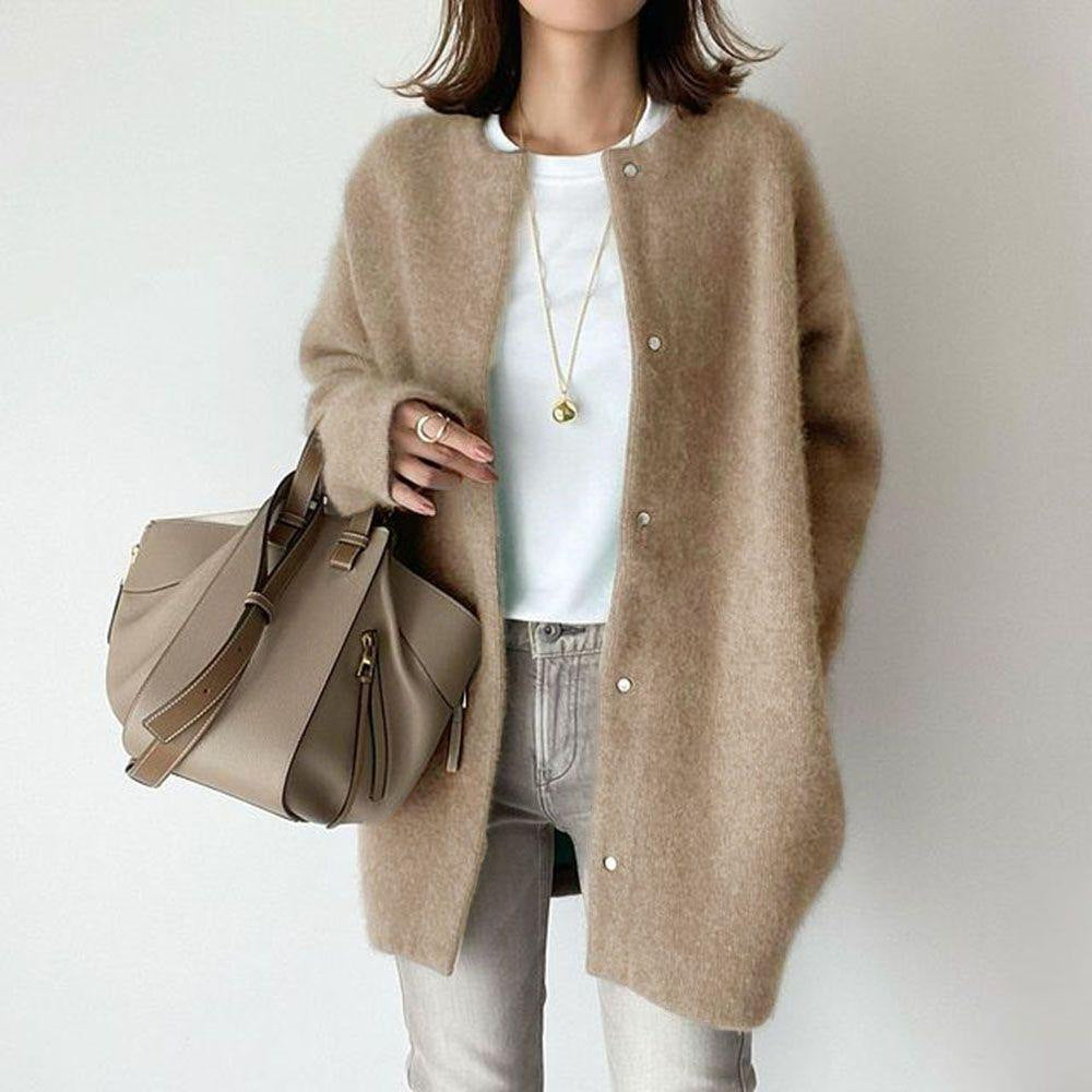 Cardigans droits pour femme, couleur unie, tricotés, à la mode, pour l'automne et le printemps
