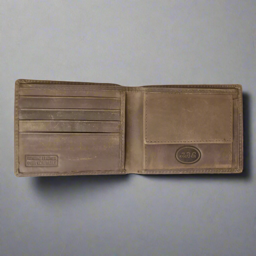 Portefeuille en cuir bipoche RFID BOL pour hommes avec porte-monnaie