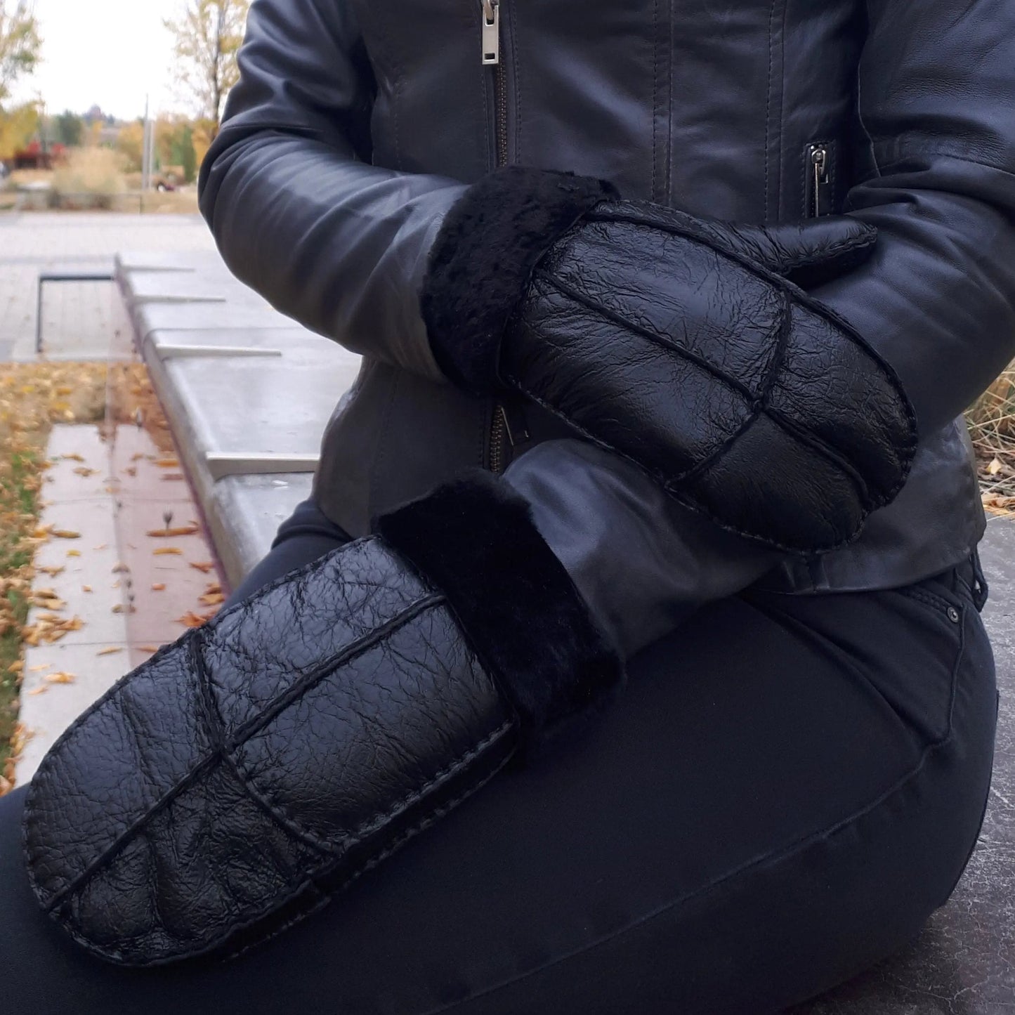 Mitaines en cuir d'agneau retourné BOL pour homme