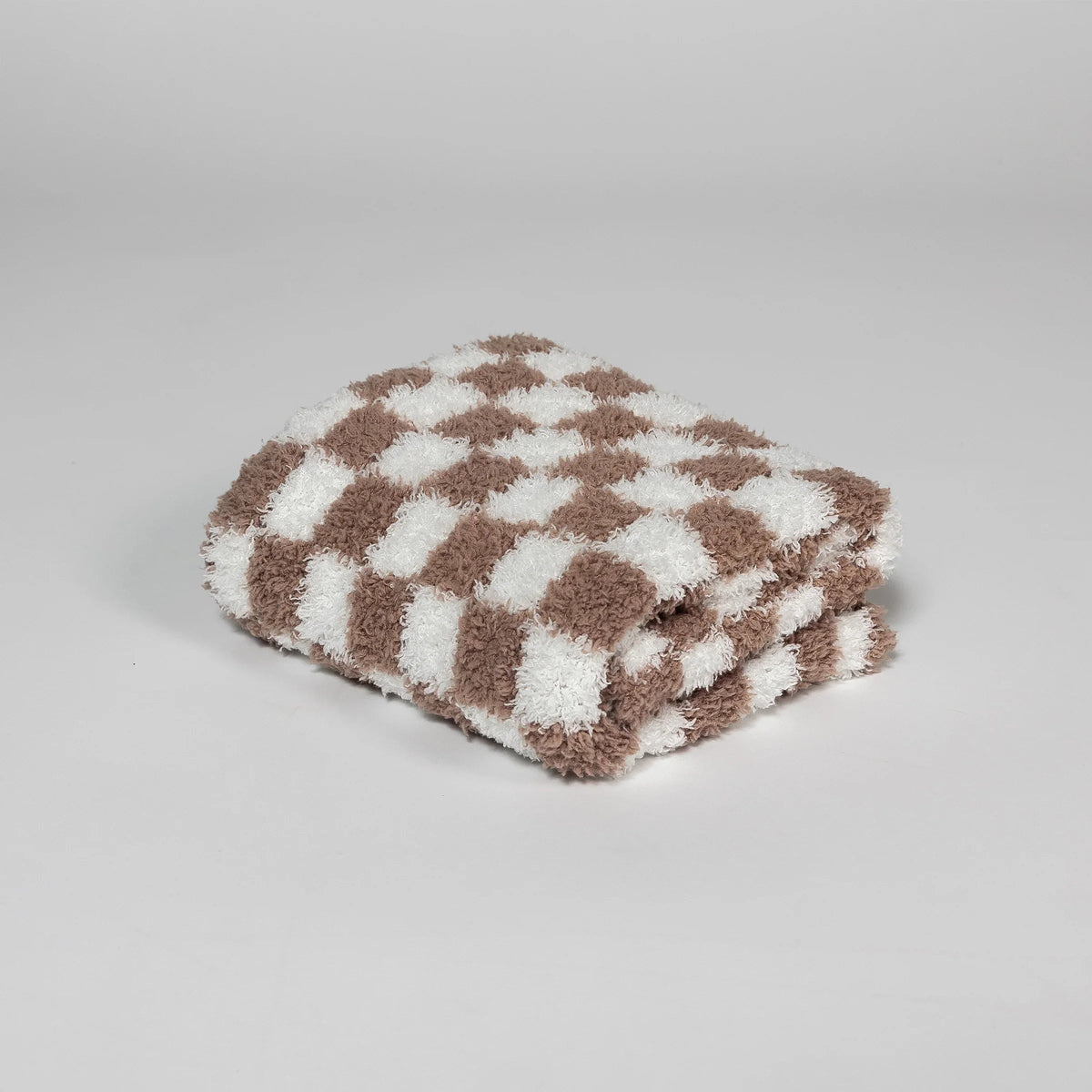 Doudou imprimé carreaux chocolat au lait et blanc