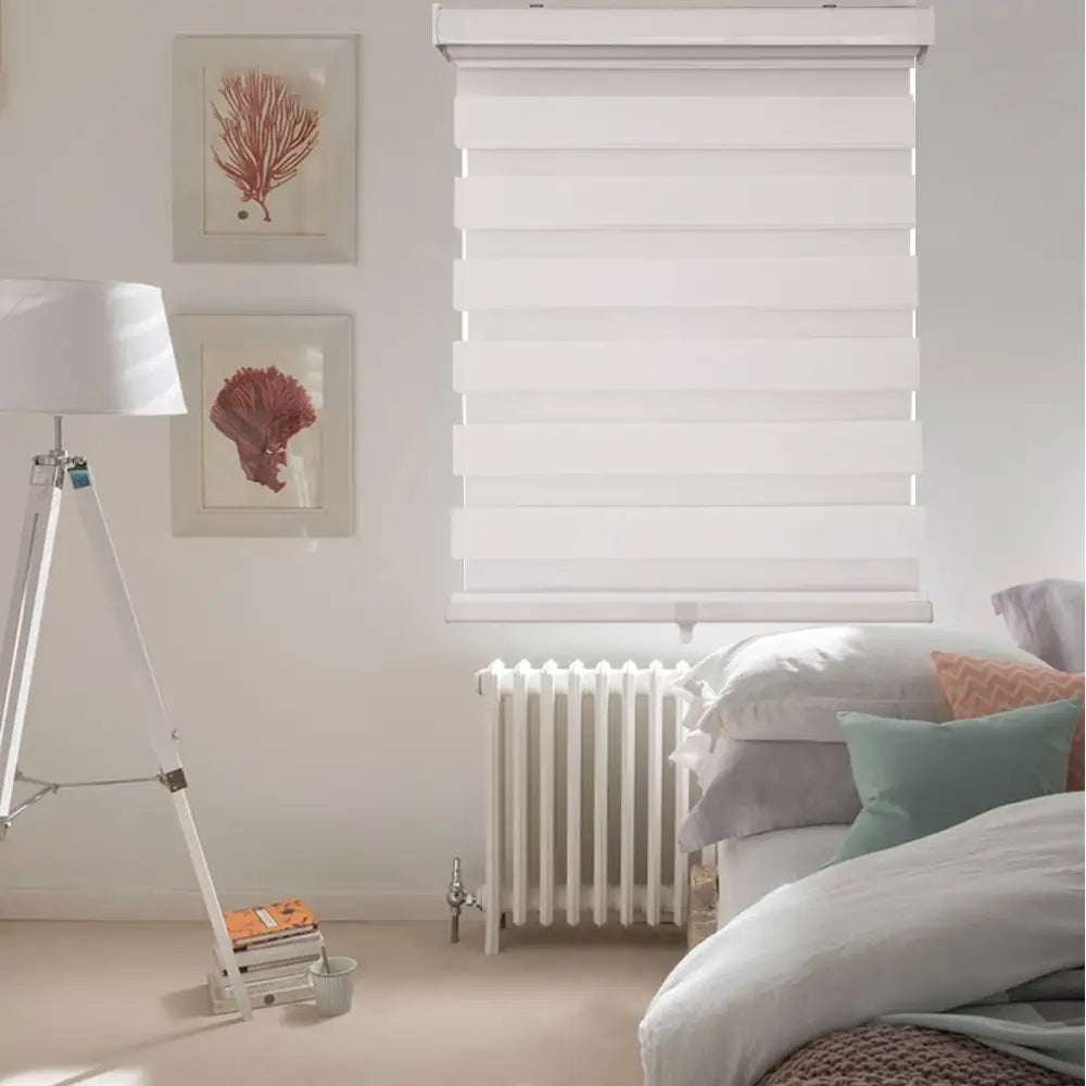 ITY CDNW-1 44 Olivia Stone Cordless Polyester Zebra Day-Night Blind 44"x84" in White