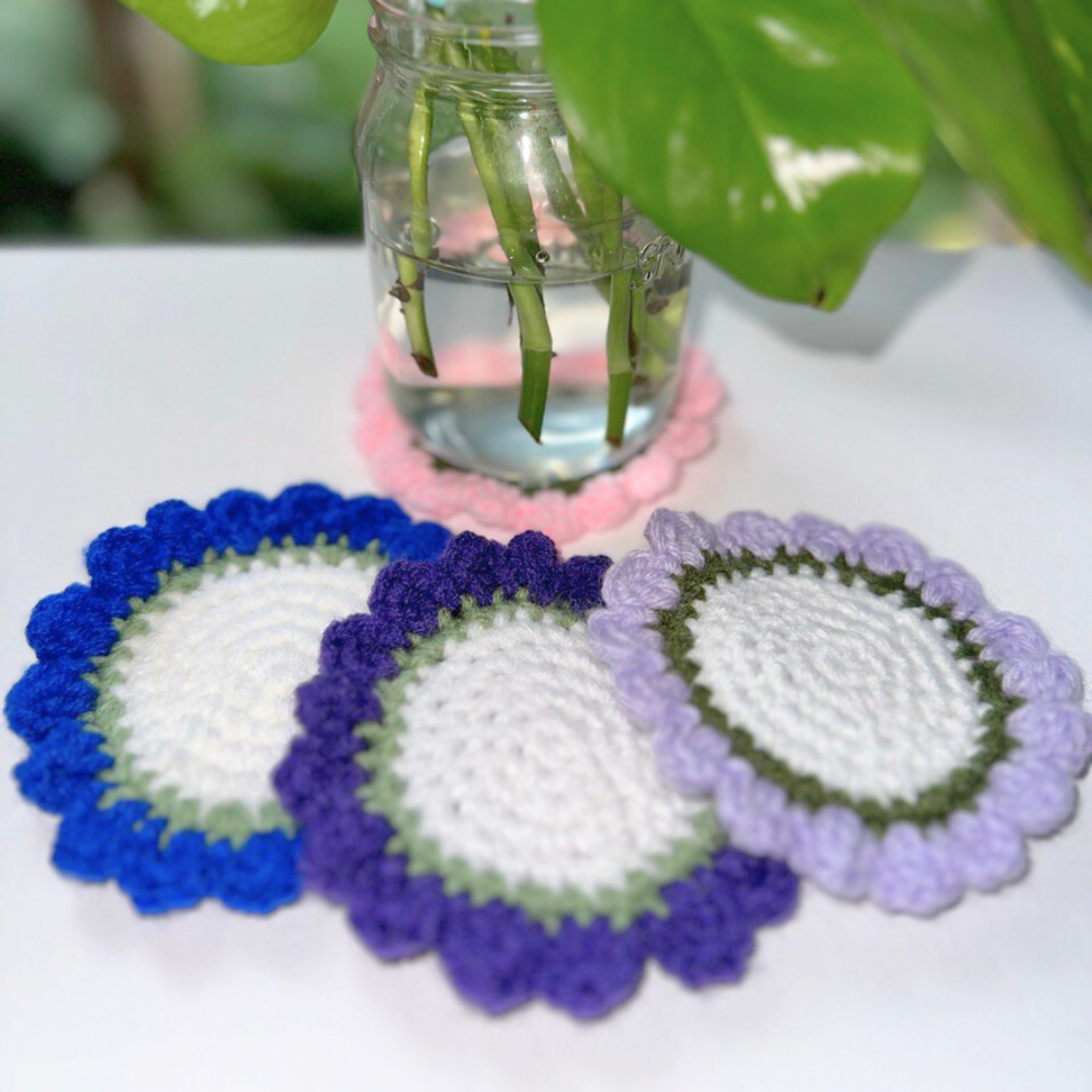 Crochet Flower Coaster Pattern PDF Download Beginner Friendly