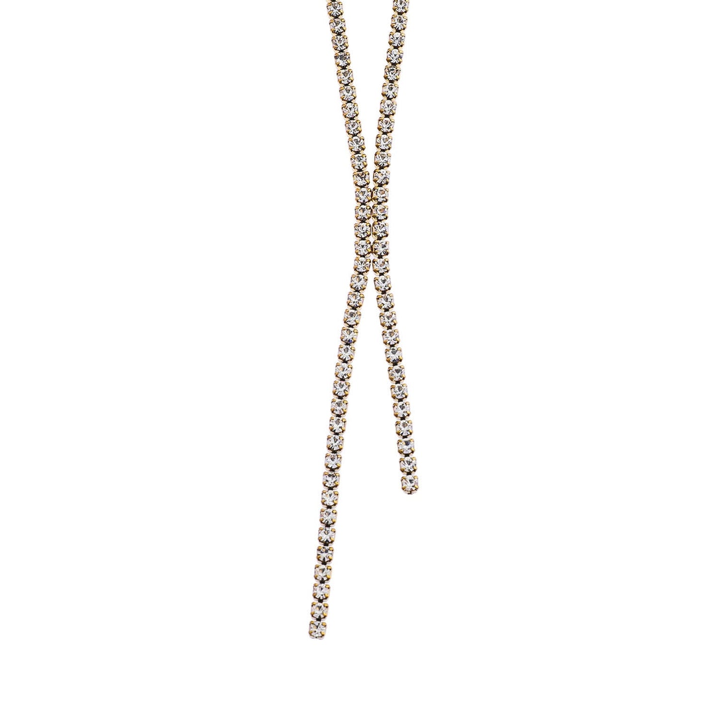 DIANA Collier chaîne avec zircons sertis pavé et détail lariat