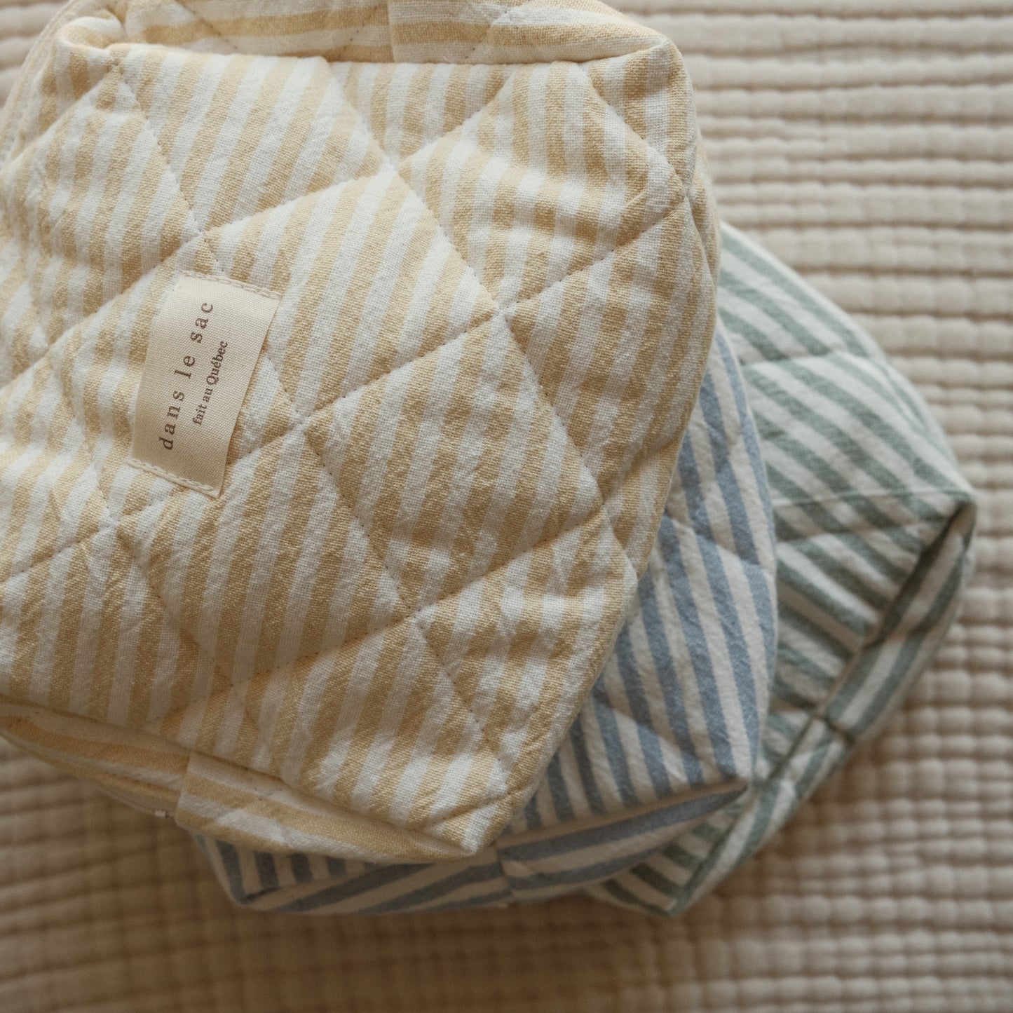Organic cotton quilted pouch - Striped collection