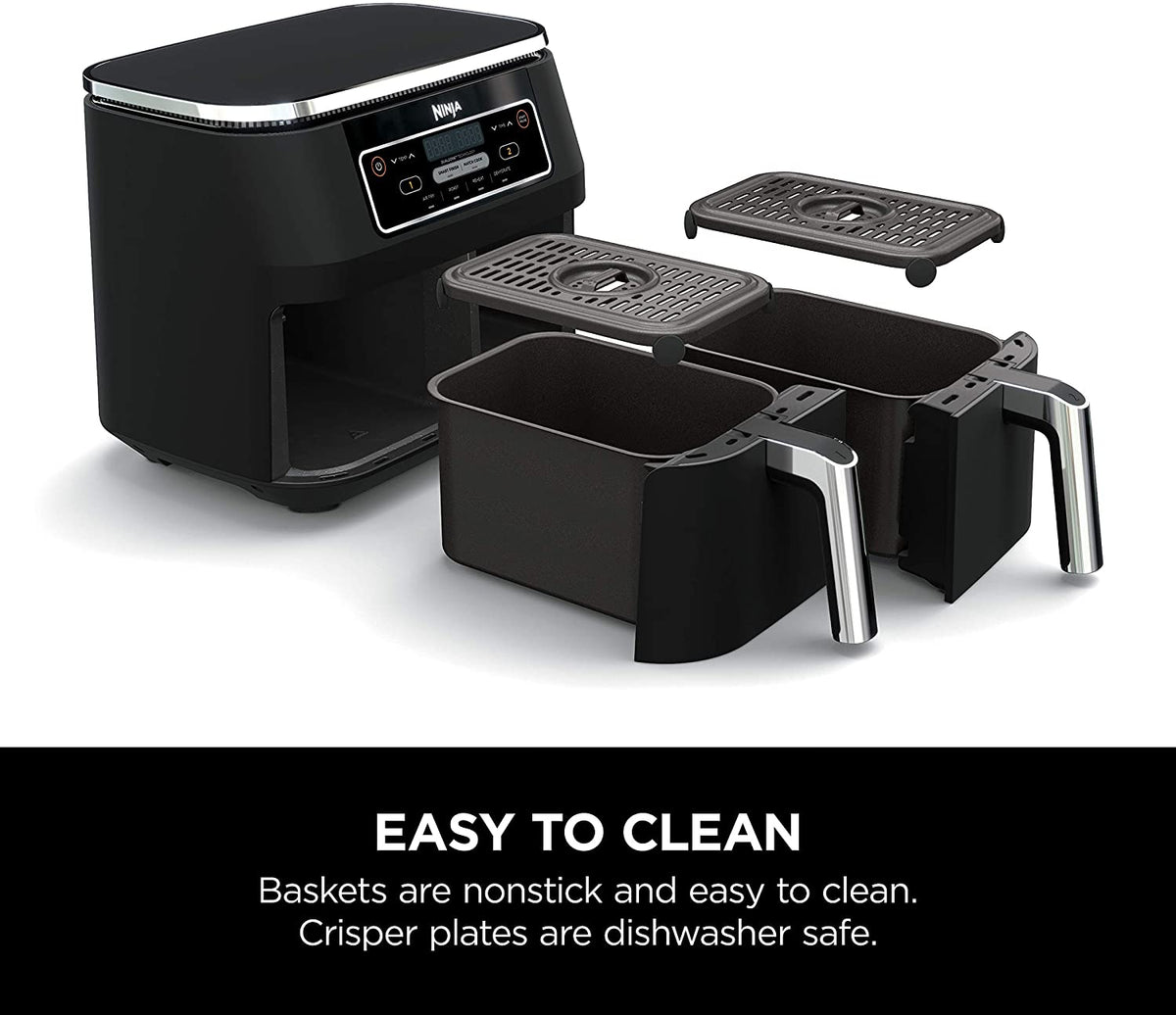 NINJA Foodi 4-in-1, 8-qt., 2-Basket Air Fryer with DualZone Technology - Factory serviced with Home Essentials warranty - DZ100