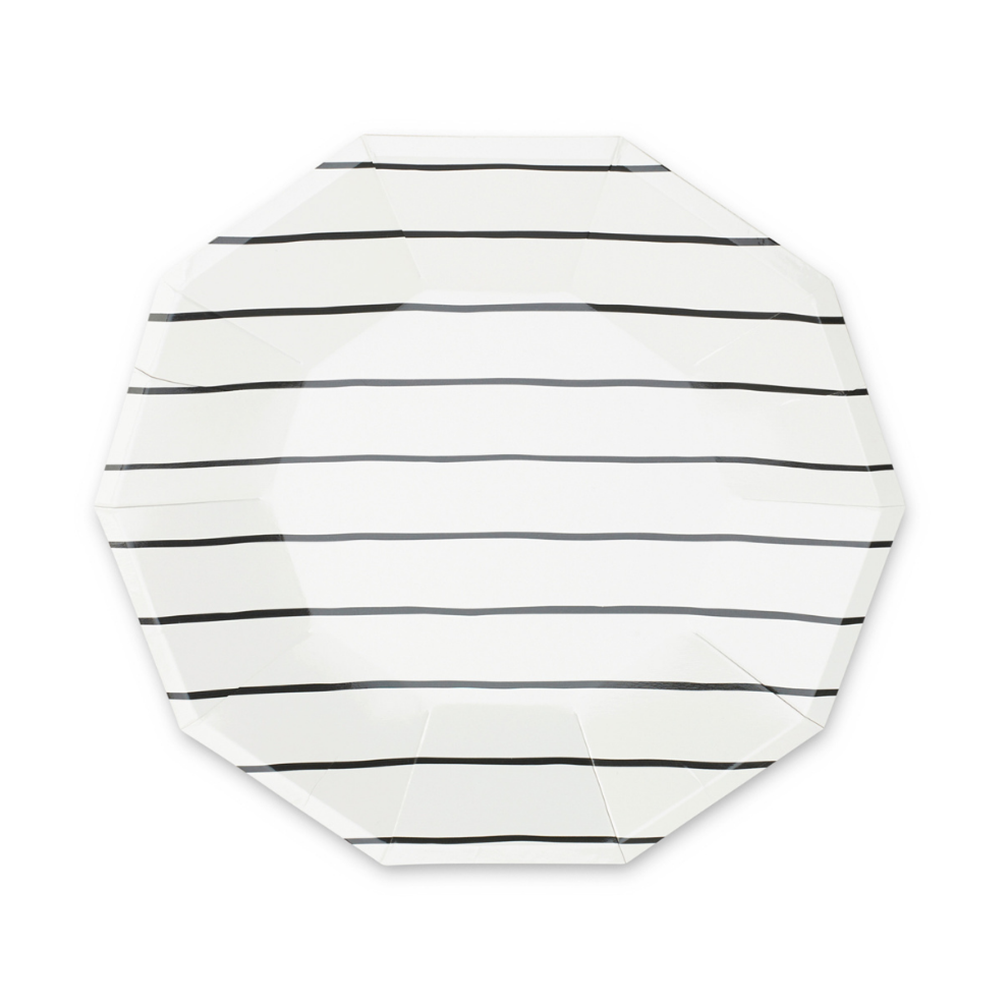 Assiettes rayées noires