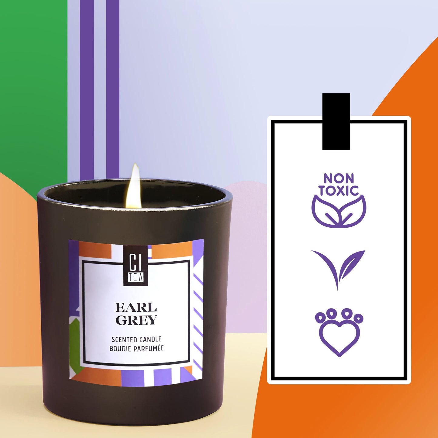Bougie en cire de soja parfumée au thé Earl Grey - Bergamote & Rose - 8 oz