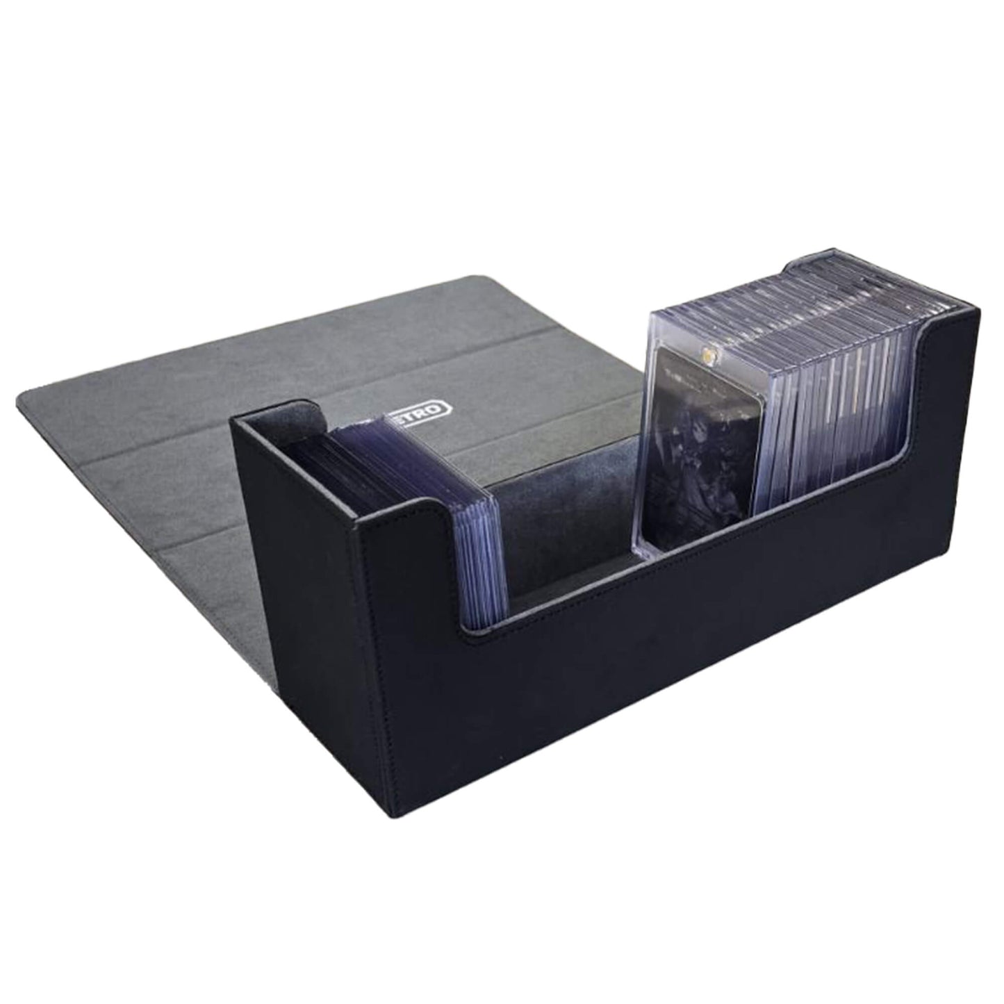 Range de cartes magnétique EVORETRO - Plus de 180 Toploaders ou plus de 500 cartes à collectionner | Noir/Gris