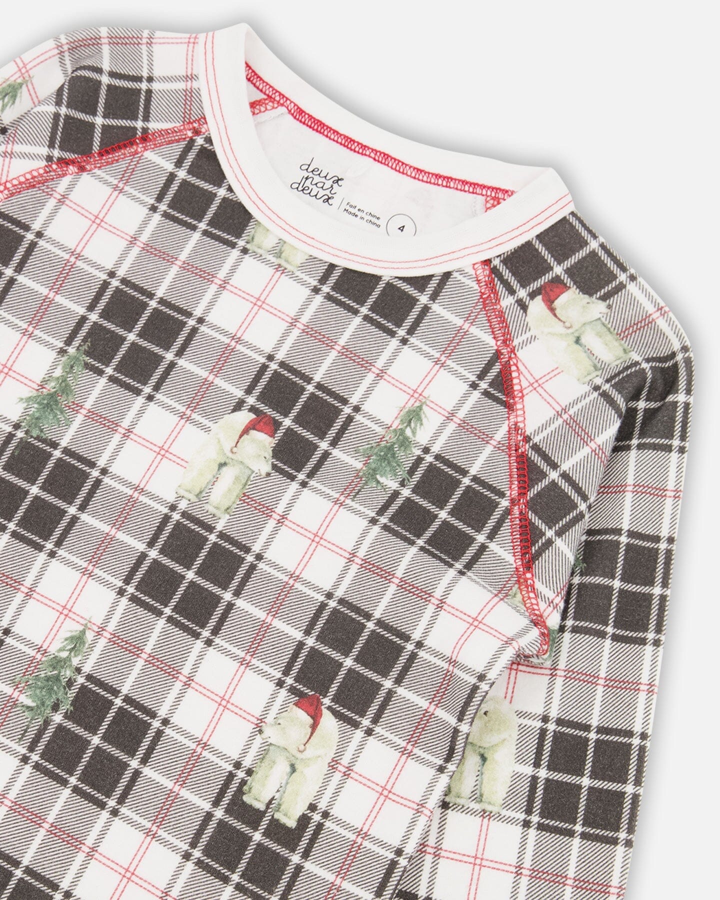 Ensemble Pyjama Deux Pièces en Coton Biologique pour Enfant, Motif Ours Polaire, Collection Noël Famille