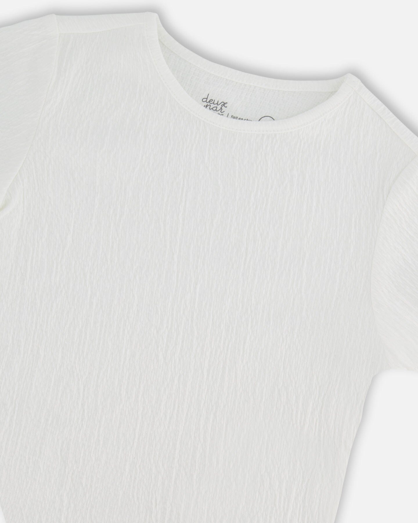 Haut en jersey froissé blanc cassé