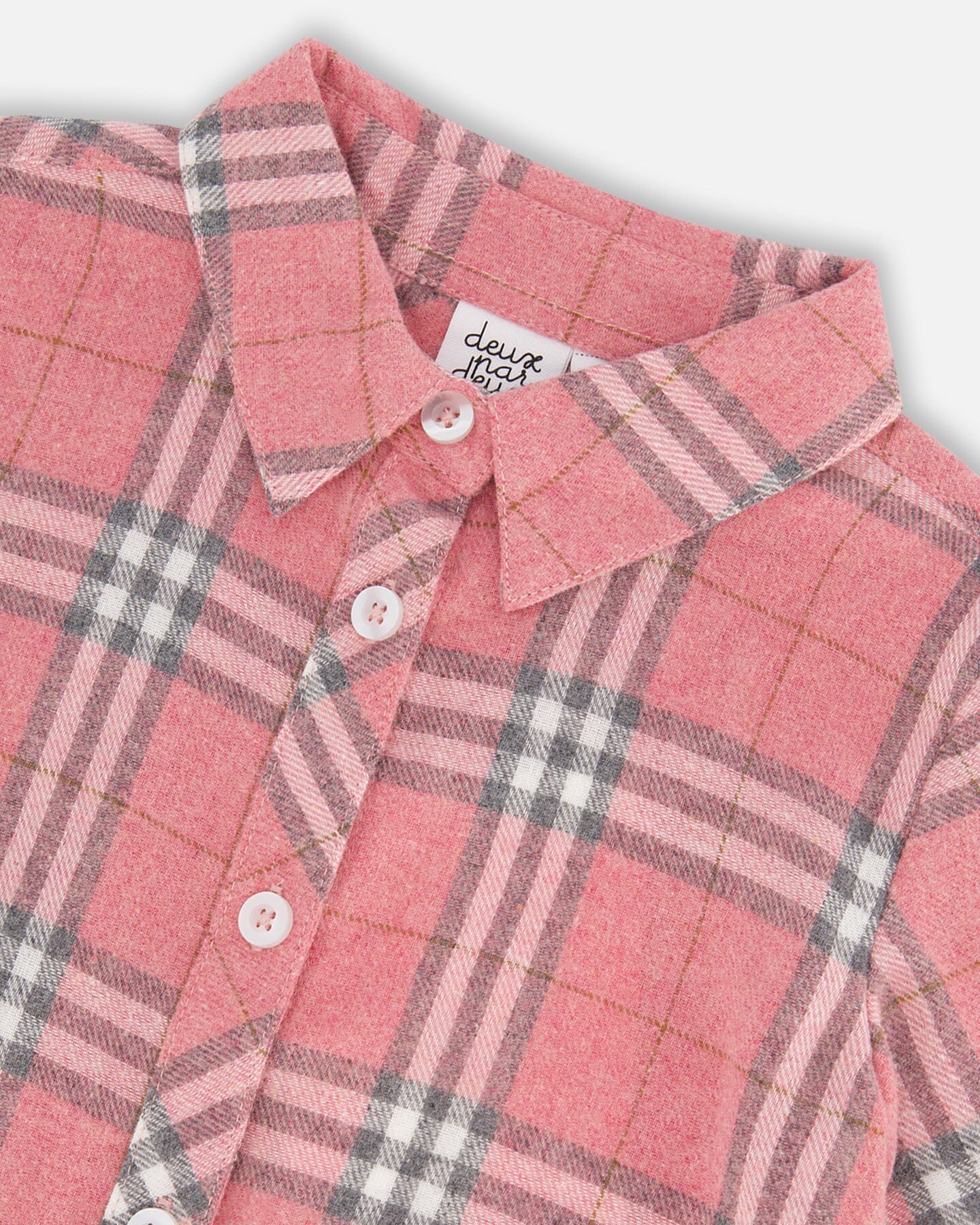 Robe Chemise En Flanelle À Volants Carreaux Roses