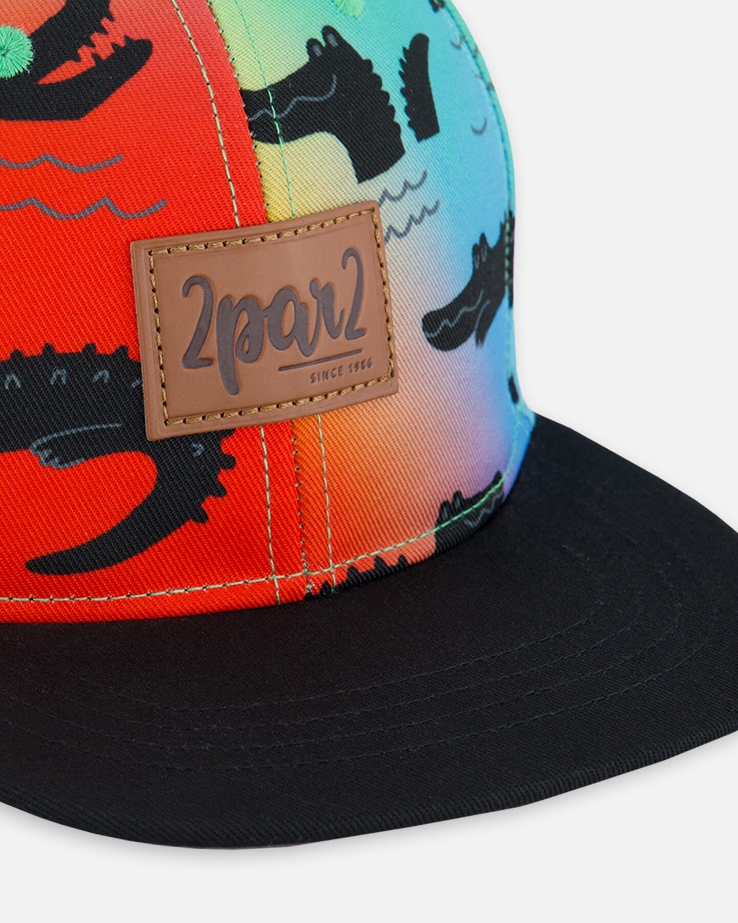 Casquette imprimée Crocodiles noirs et multicolores