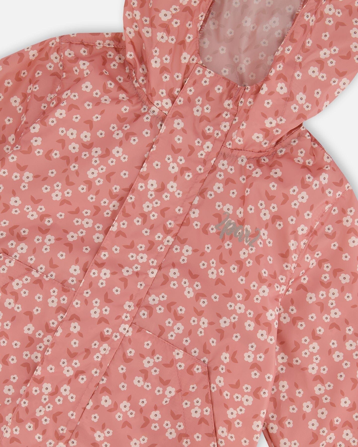 Coupe-vent Léger Imprimé Petites Fleurs Blanches sur Fond Rose Pâle